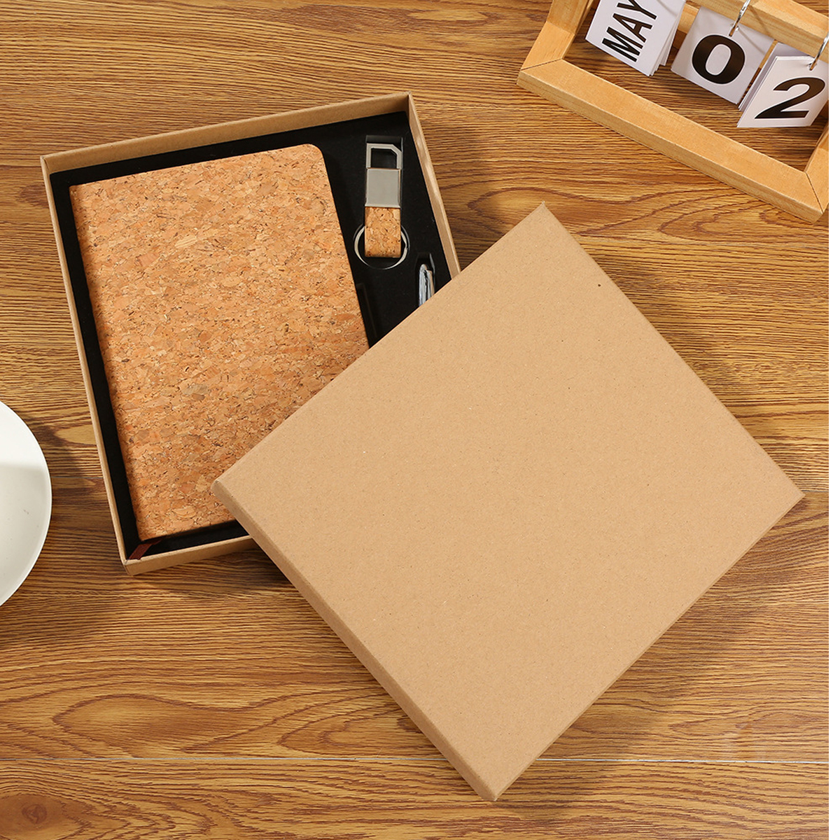 Cork Notebook with Pen and Keychain Gift Set 2