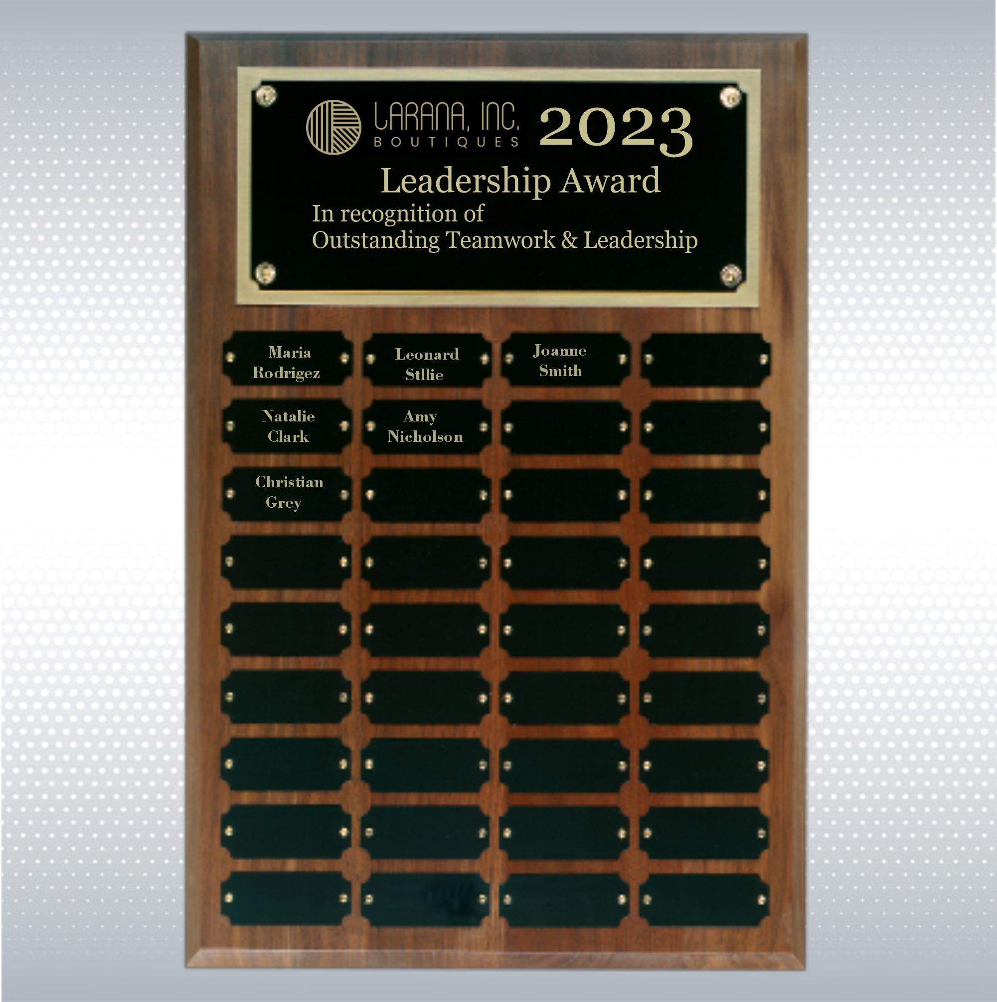 Step Edge Genuine Walnut 36 Plate Perpetual Plaque (12" x 18'') 6