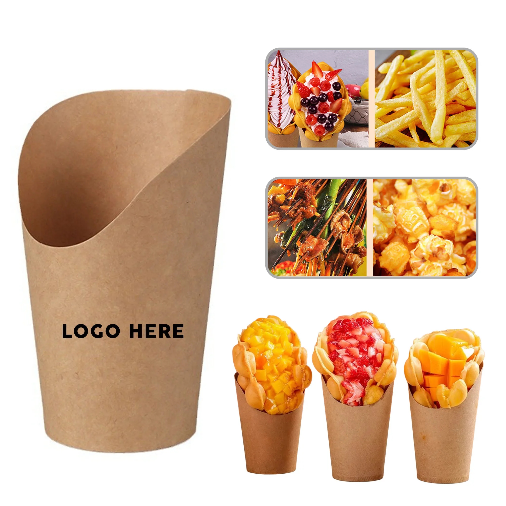 12 Oz Disposable Brown Paper Chip Ice Cream Cup 1