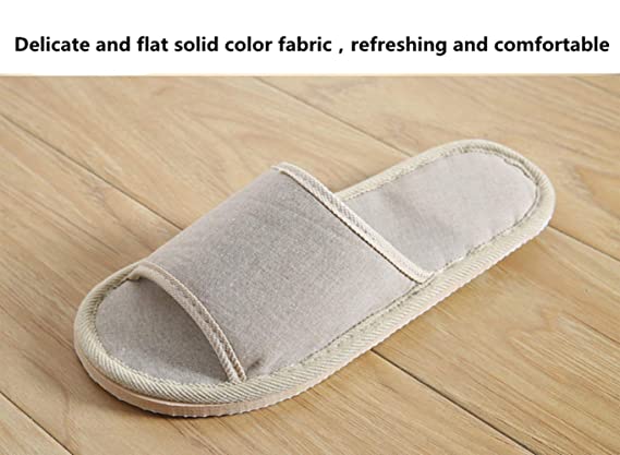 Solid Color Casual Cotton And Linen Open Toe Breathable Slippers 10