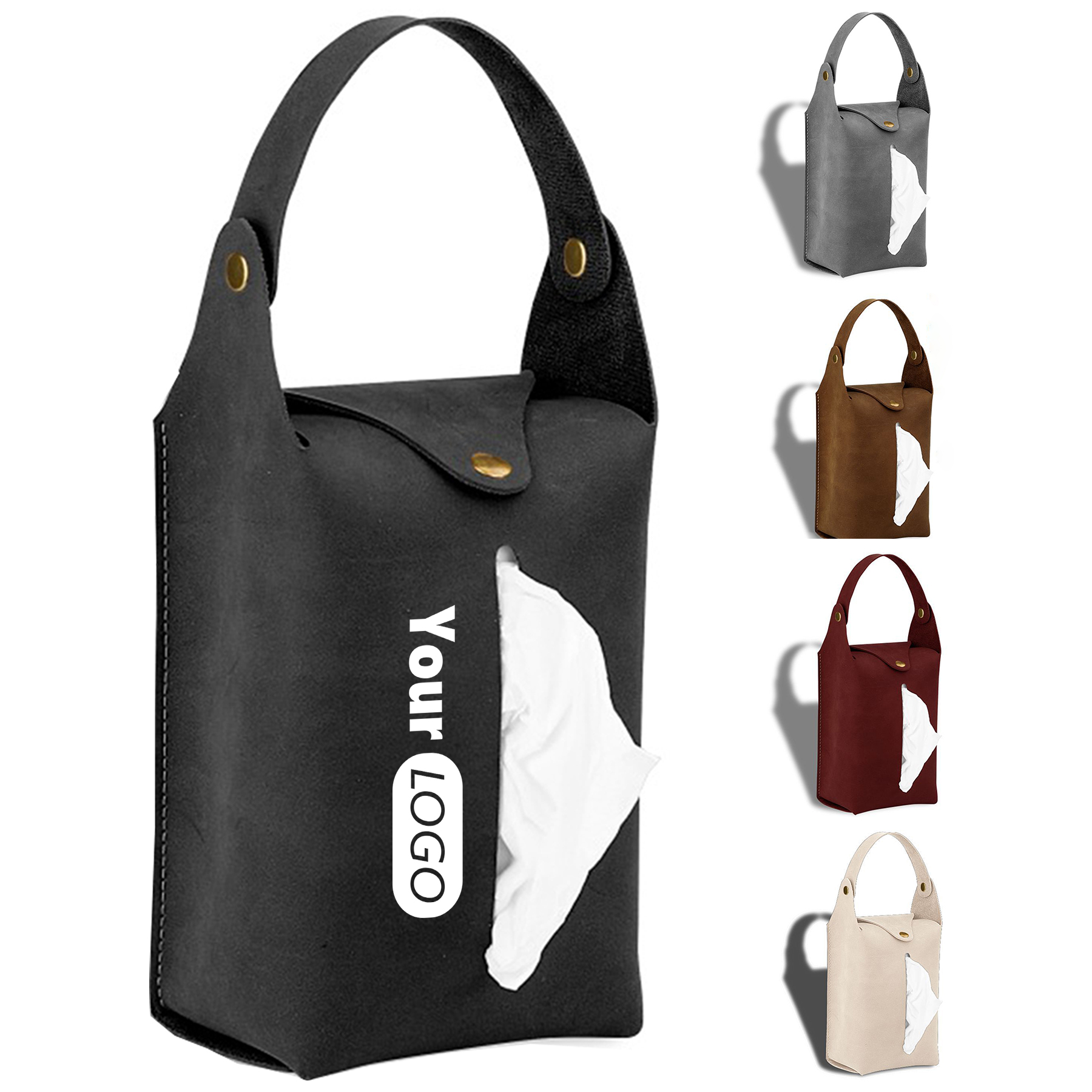 PU Leather Tissue Box Portable Hanging Car Tissue Bag 4