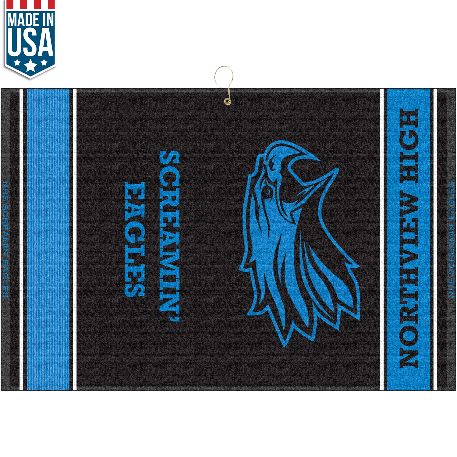 16" X 24" Designer Woven Golf Towel with 2 Scrubbers 1