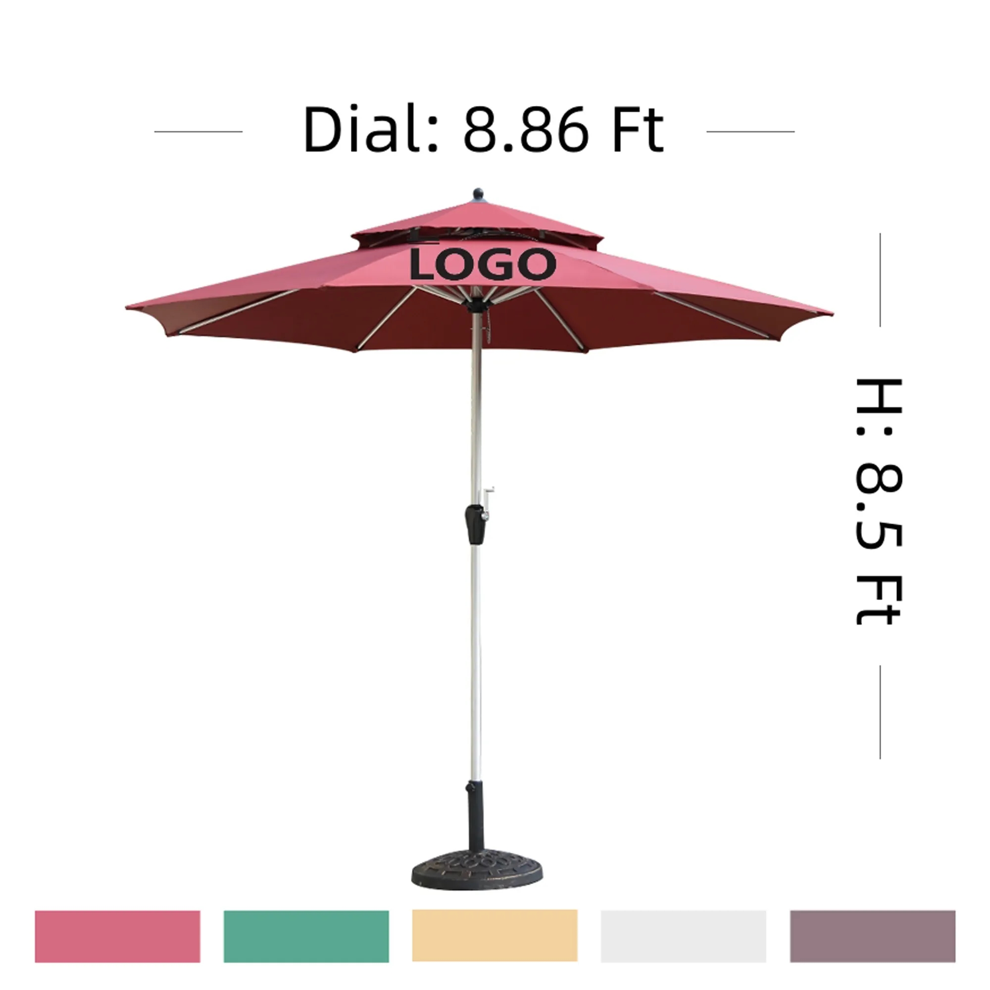 Aluminum Alloy Double Layer Outdoor Sun Patio Umbrella 2