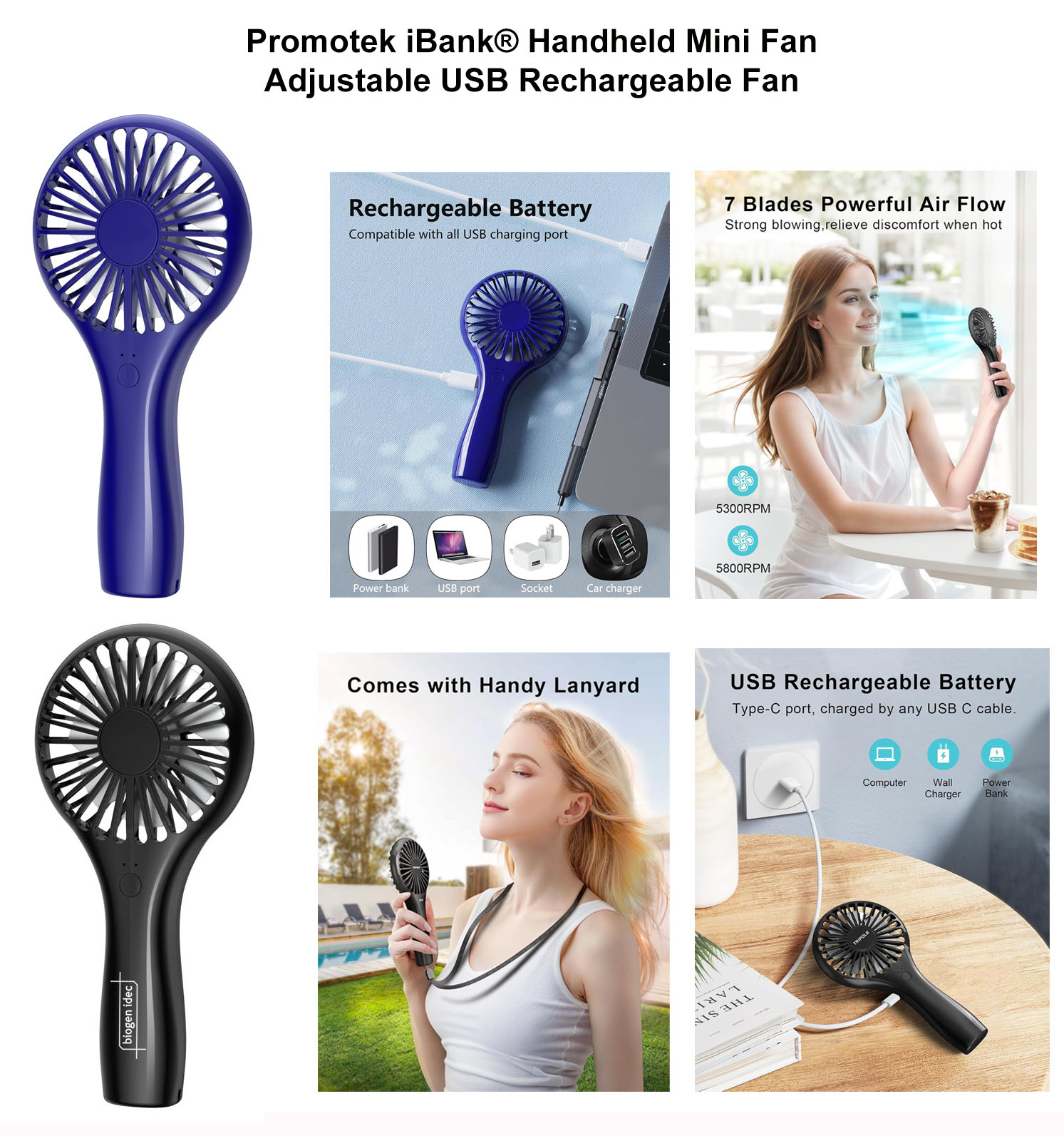 iBank ® USB Rechargeable Handheld Fan 1