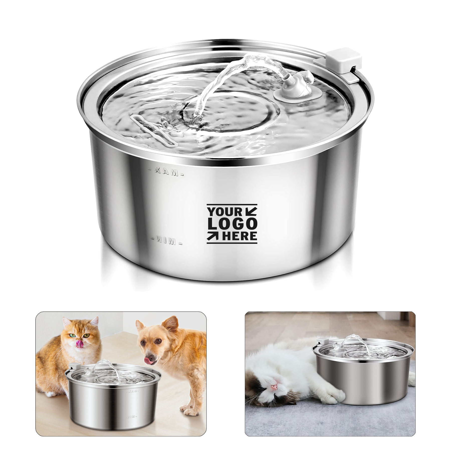 
3.2L/108ozAutomatic Stainless Steel Multi Pet Households Cat Water Fountain with Ultra Quiet Pump 