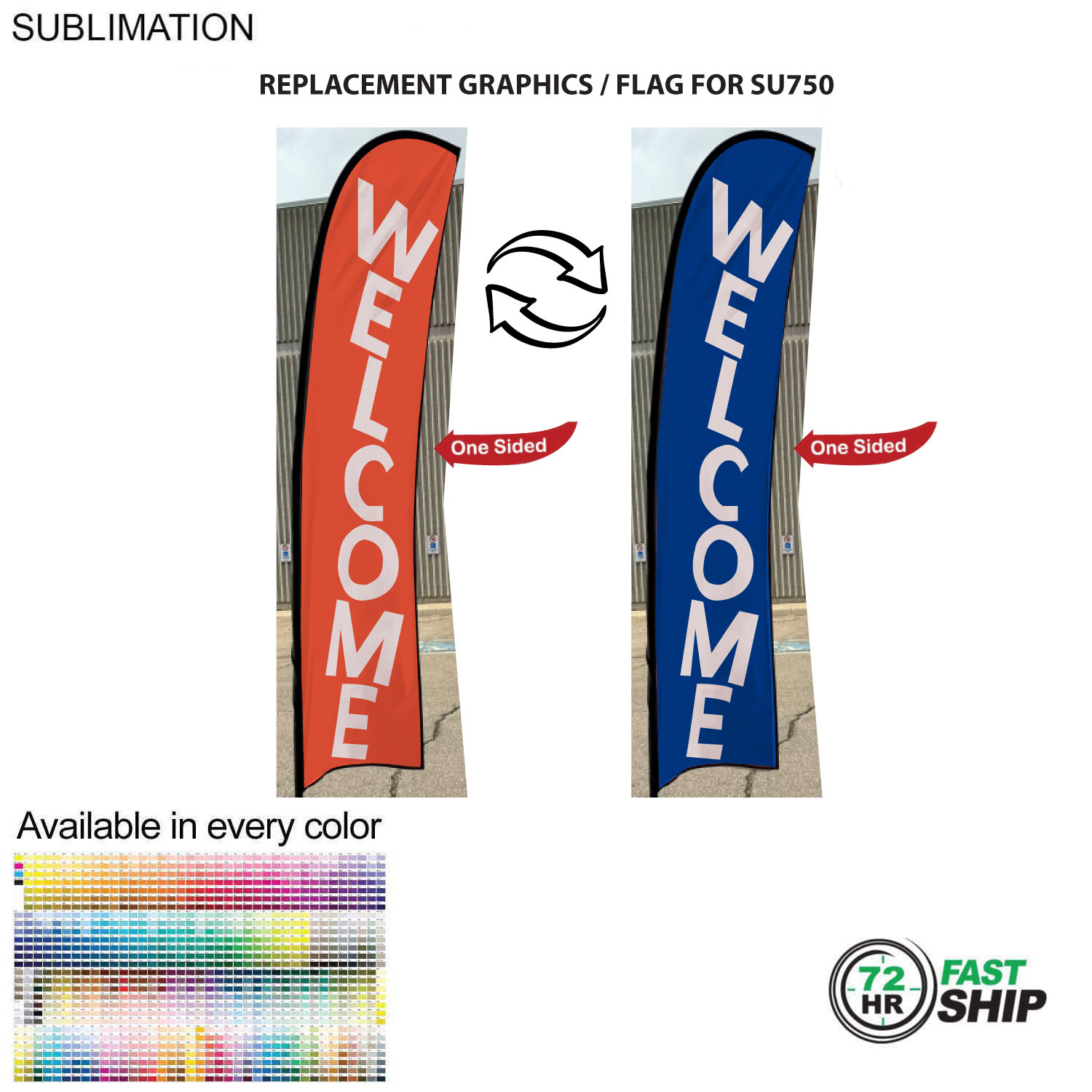 72Hr Fast Ship - Replacement Flag for 10' Small Feather Flag Kit, Full Color Graphics One Side 2
