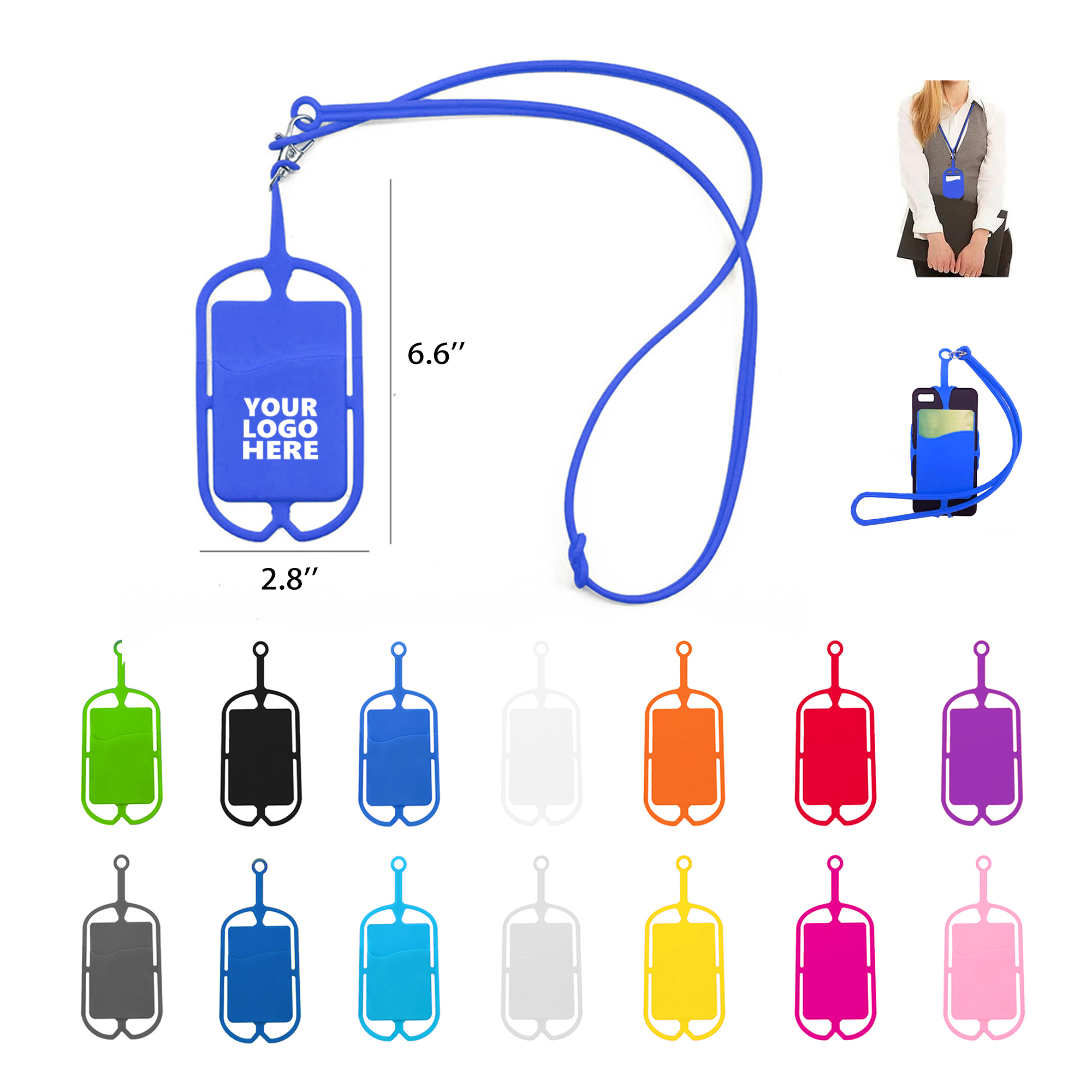 Silicone Phone Card Holder With Lanyard MOQ100 5