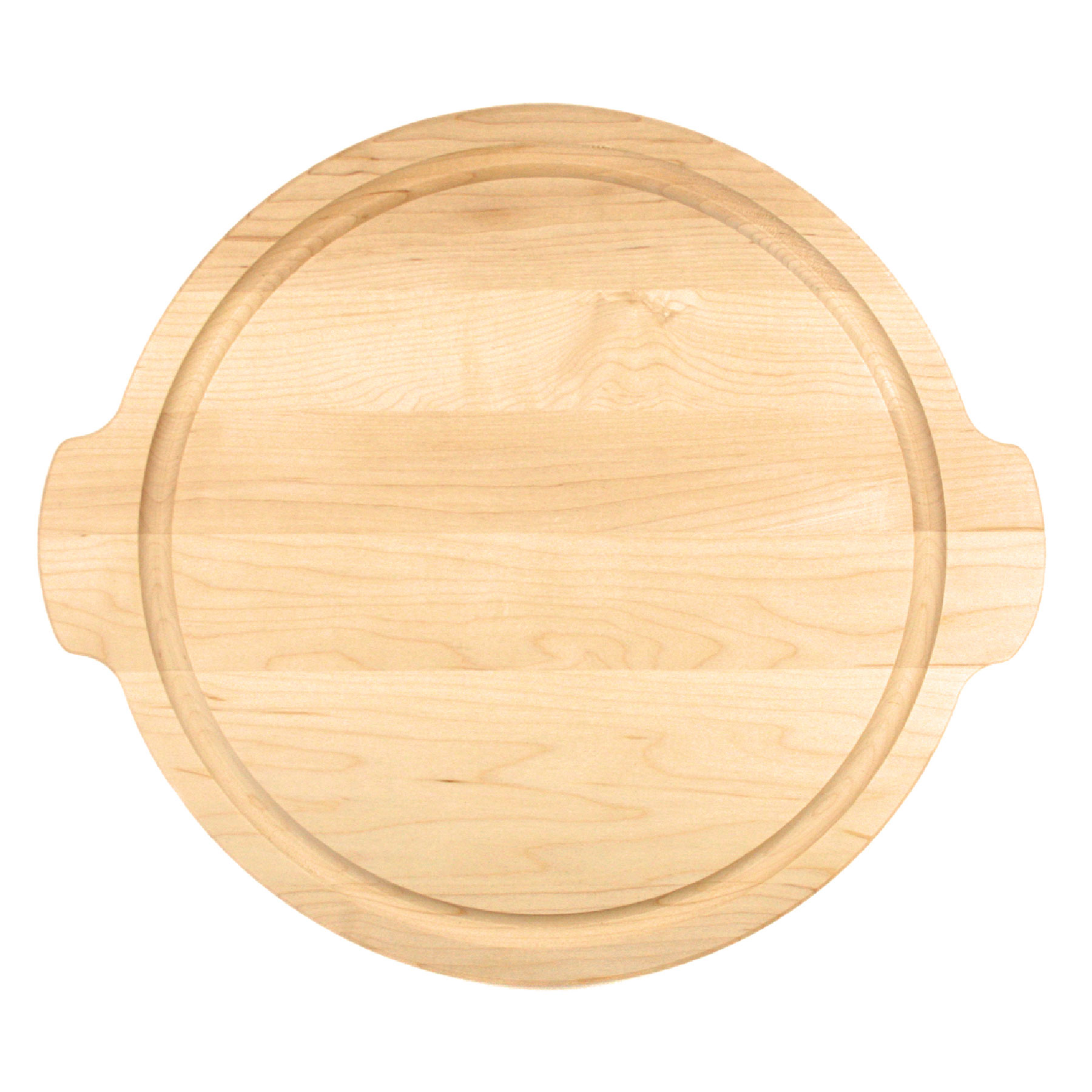 12" Maple Round Cutting Board w/ Juice Groove & Handles 2