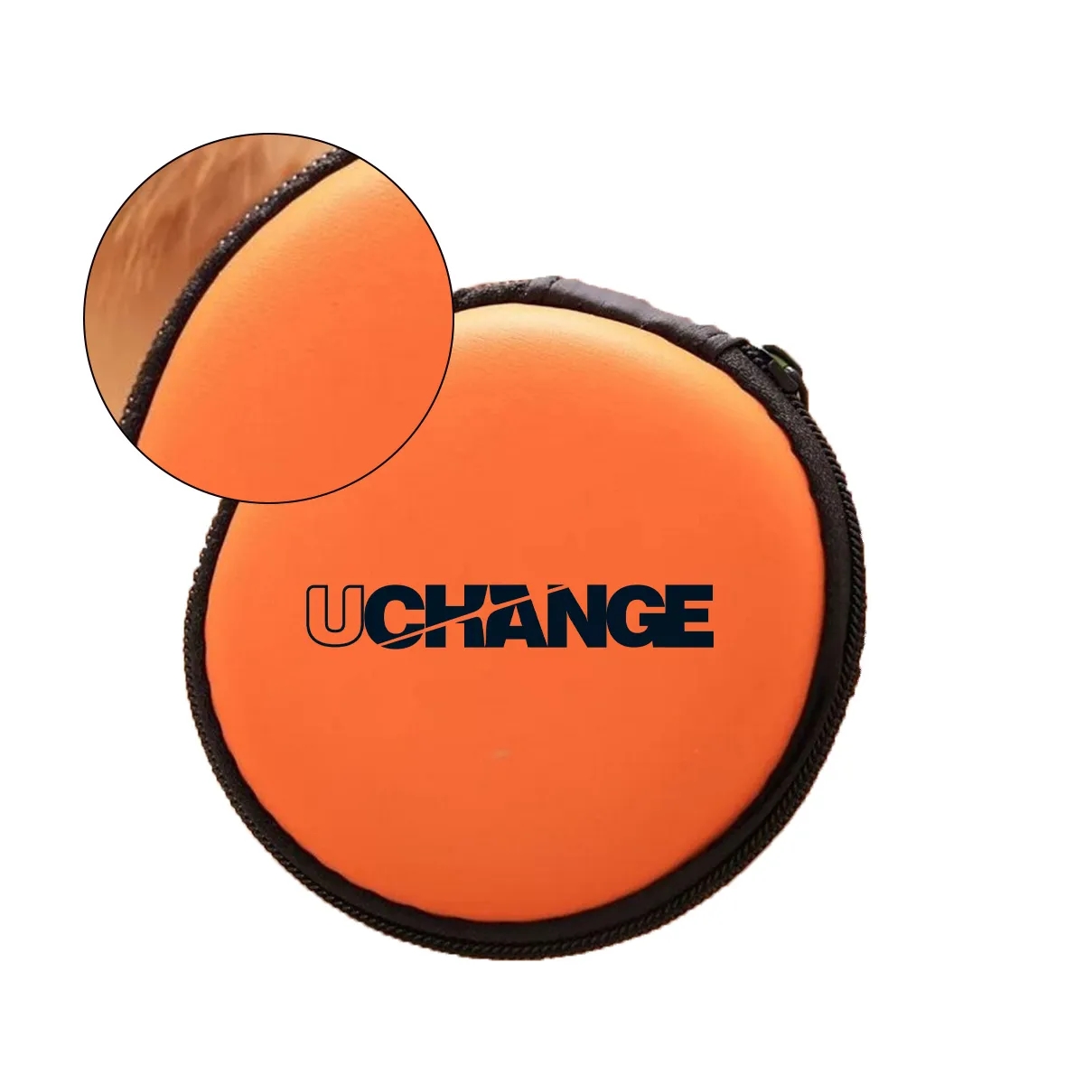 Compact Round Earbud Case With Zipper 4