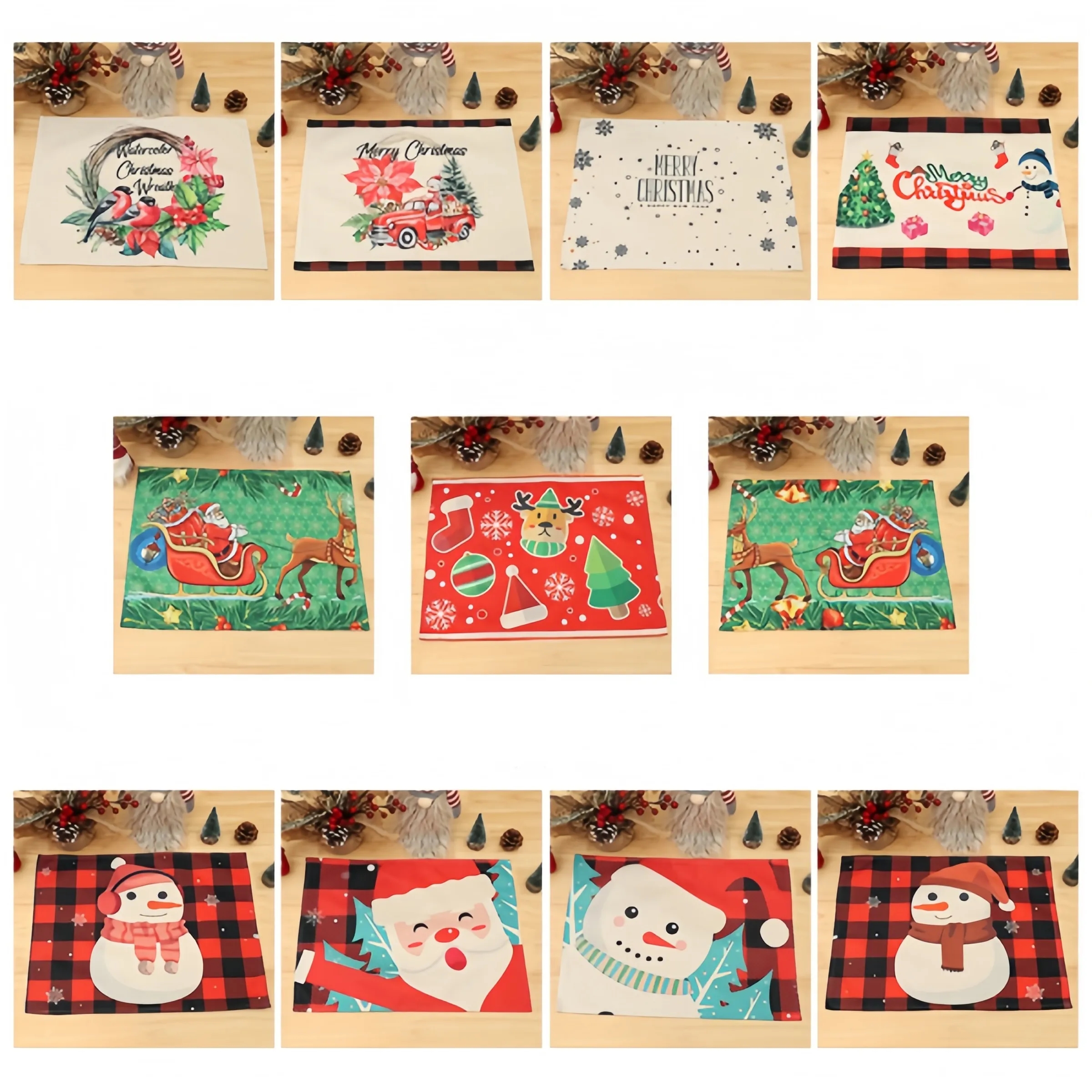 Christmas Decorations Linen Printed Placemat 5