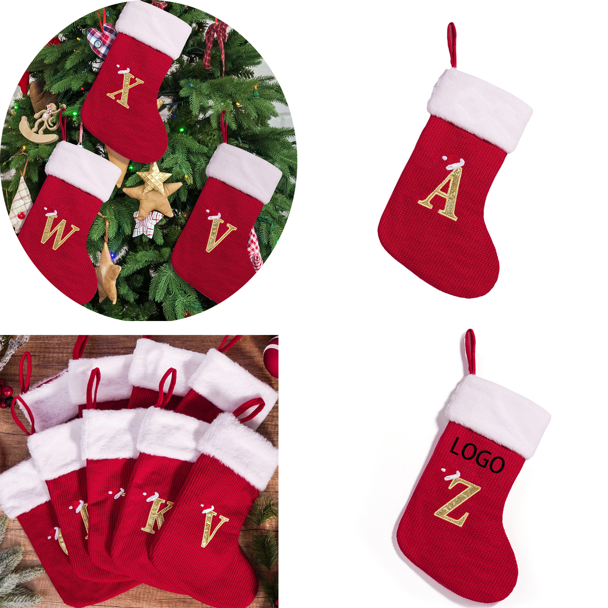 Monogrammed Christmas Stockings with Letters 2