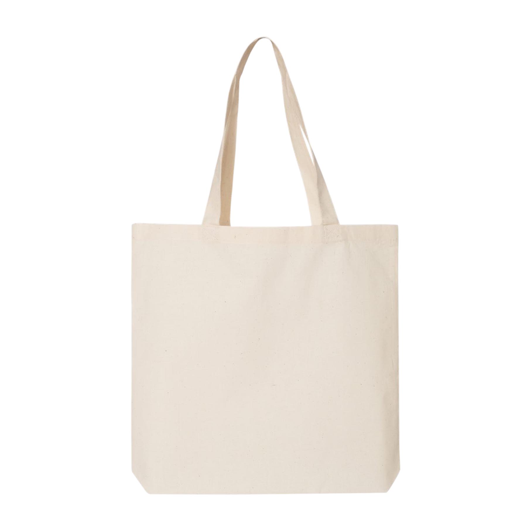 100% Natural Color Cotton Canvas Bottom Gusset Economy Tote Bag 1