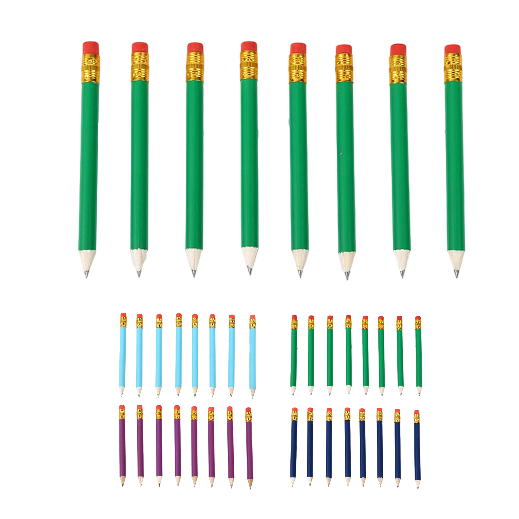 Wooden HB Pencil With Eraser Assorted Colors 7