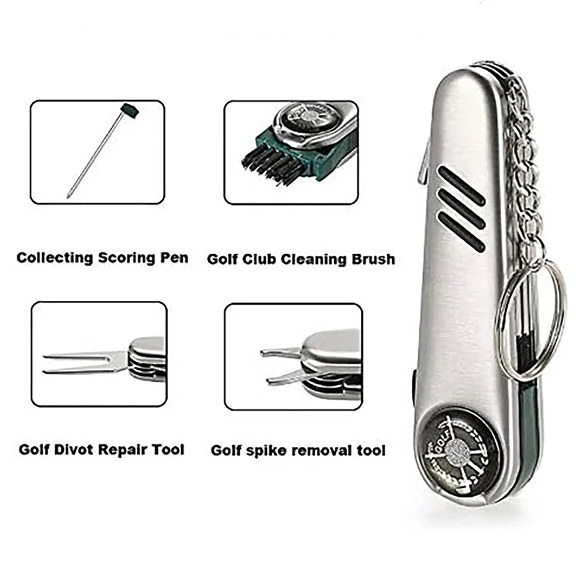 5 in 1 Kit Portable Multi-Pocket Golf Knife W/ Keychain 2
