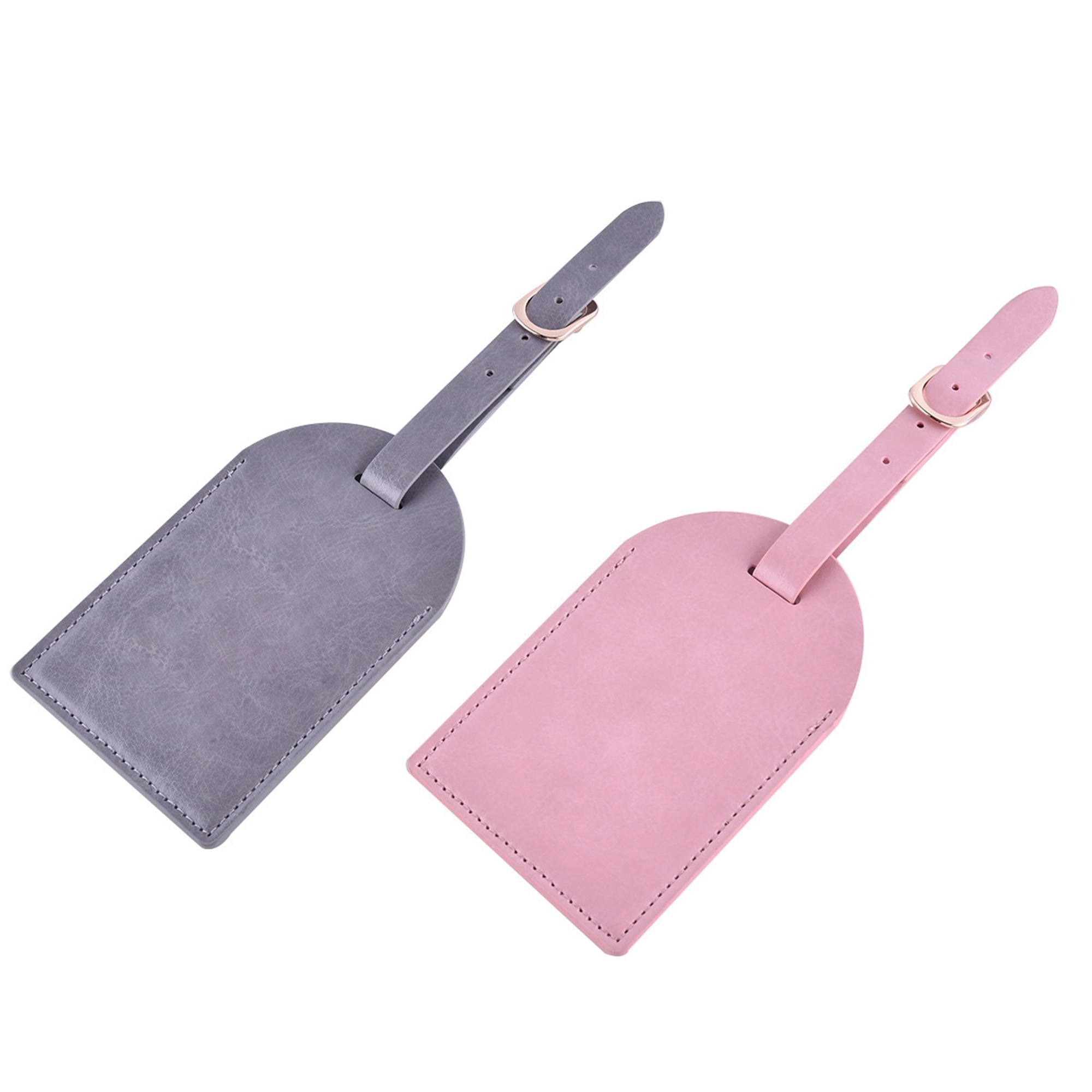 Leather Luggage Tags Travel Bag Labels with Name ID Card 8