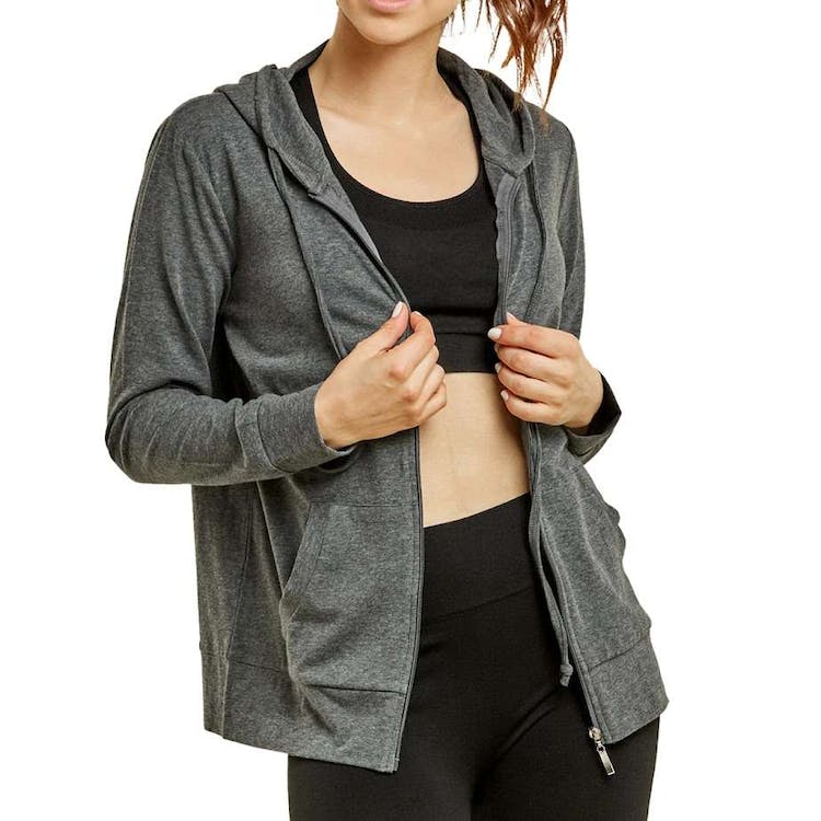 Women's Jersey Zip-Up Hoodie Jackets - XL Red 2