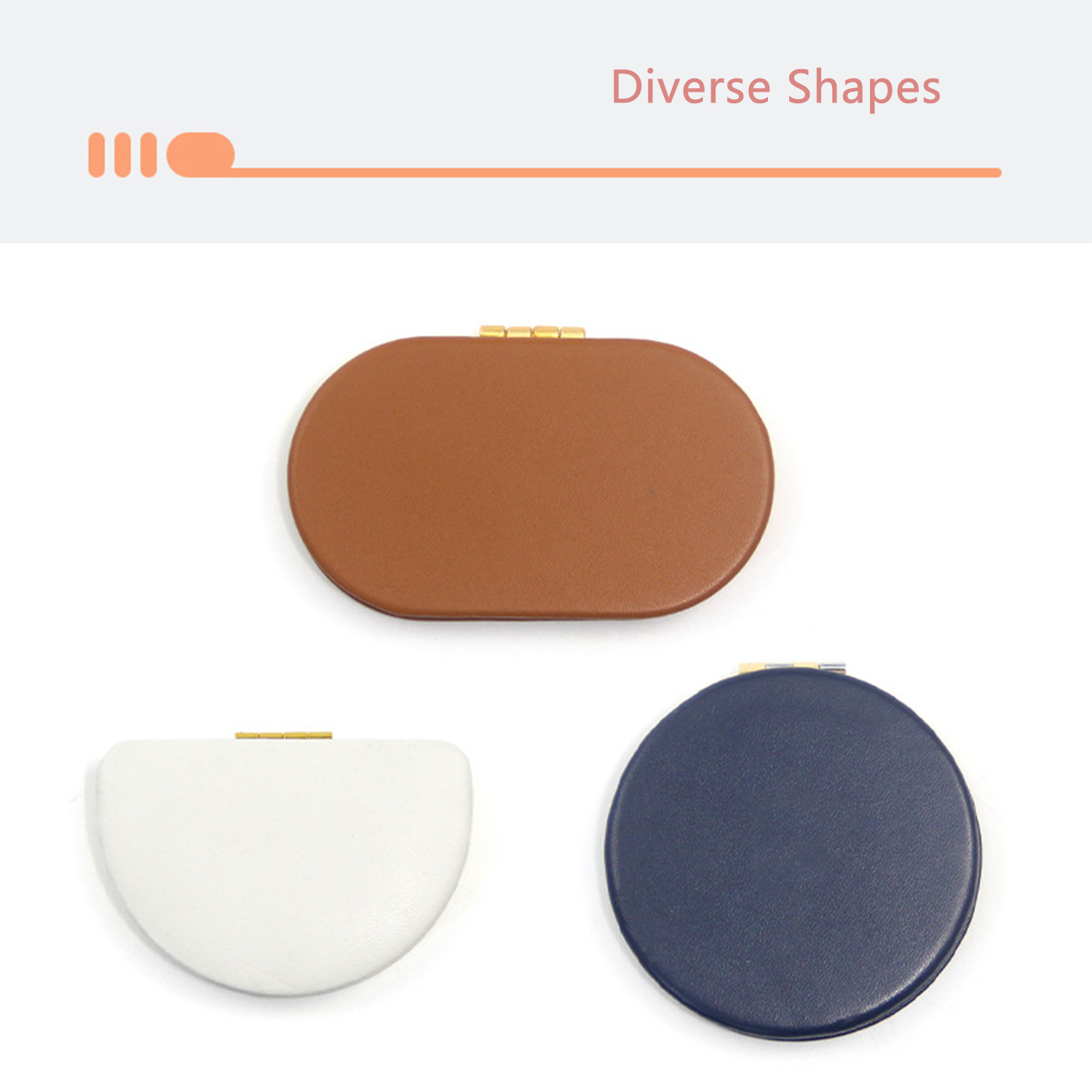 foldable oval magnifying Makeup PU Leather vanity Mirror 6