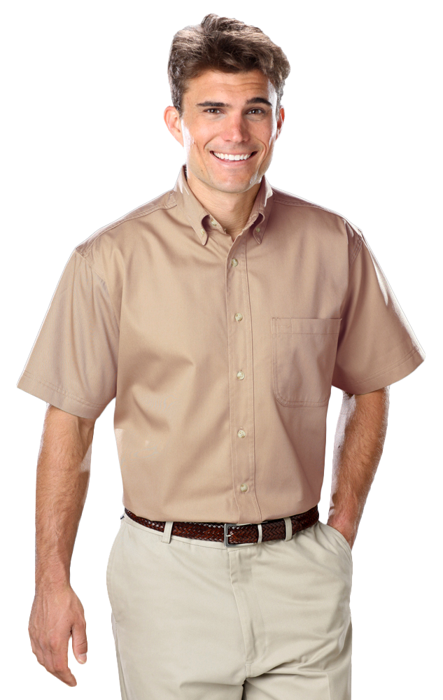 Men's S/S 100% Cotton Twill Shirt 19