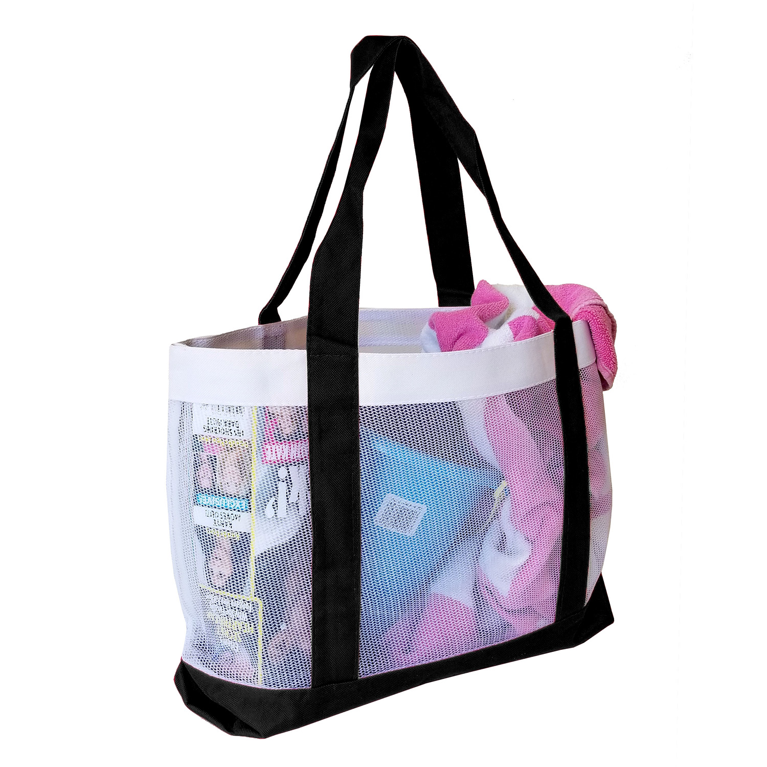 Color Trim Mesh Open Tote 4