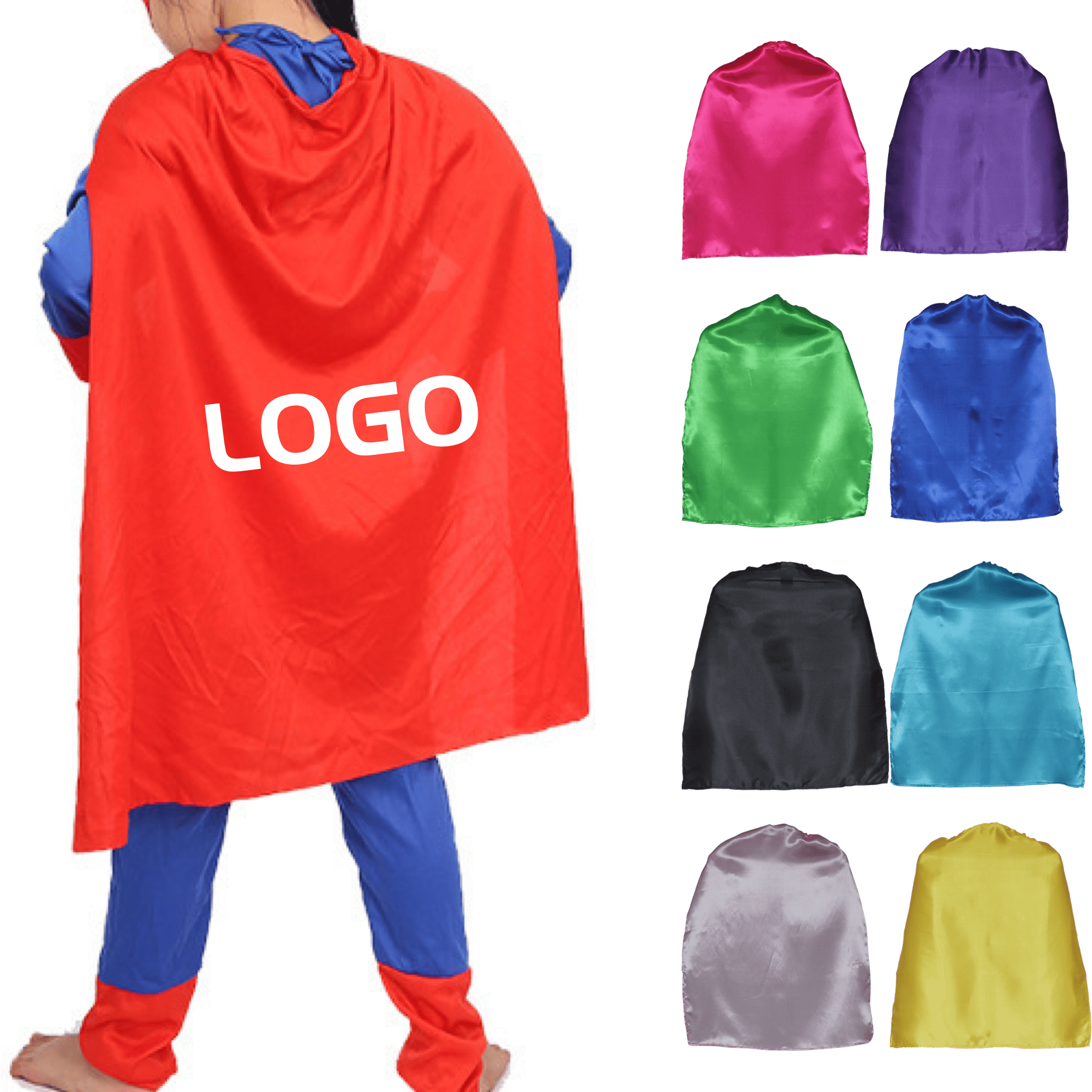 Custom Logo Polyester Kids Plain Tie-On Cape 11