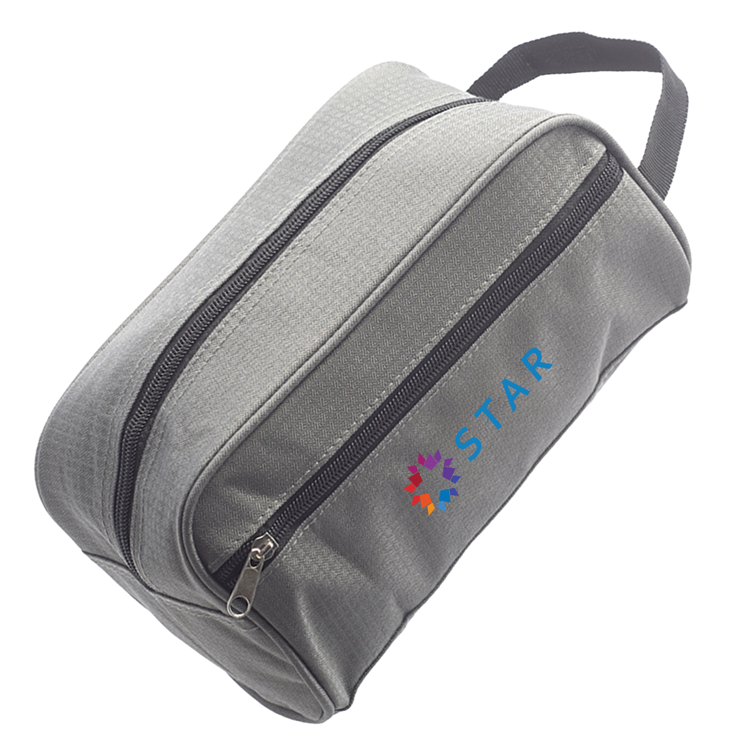 Two-Tone Travel Toiletry Bag with Colored Handle & Zipper 2