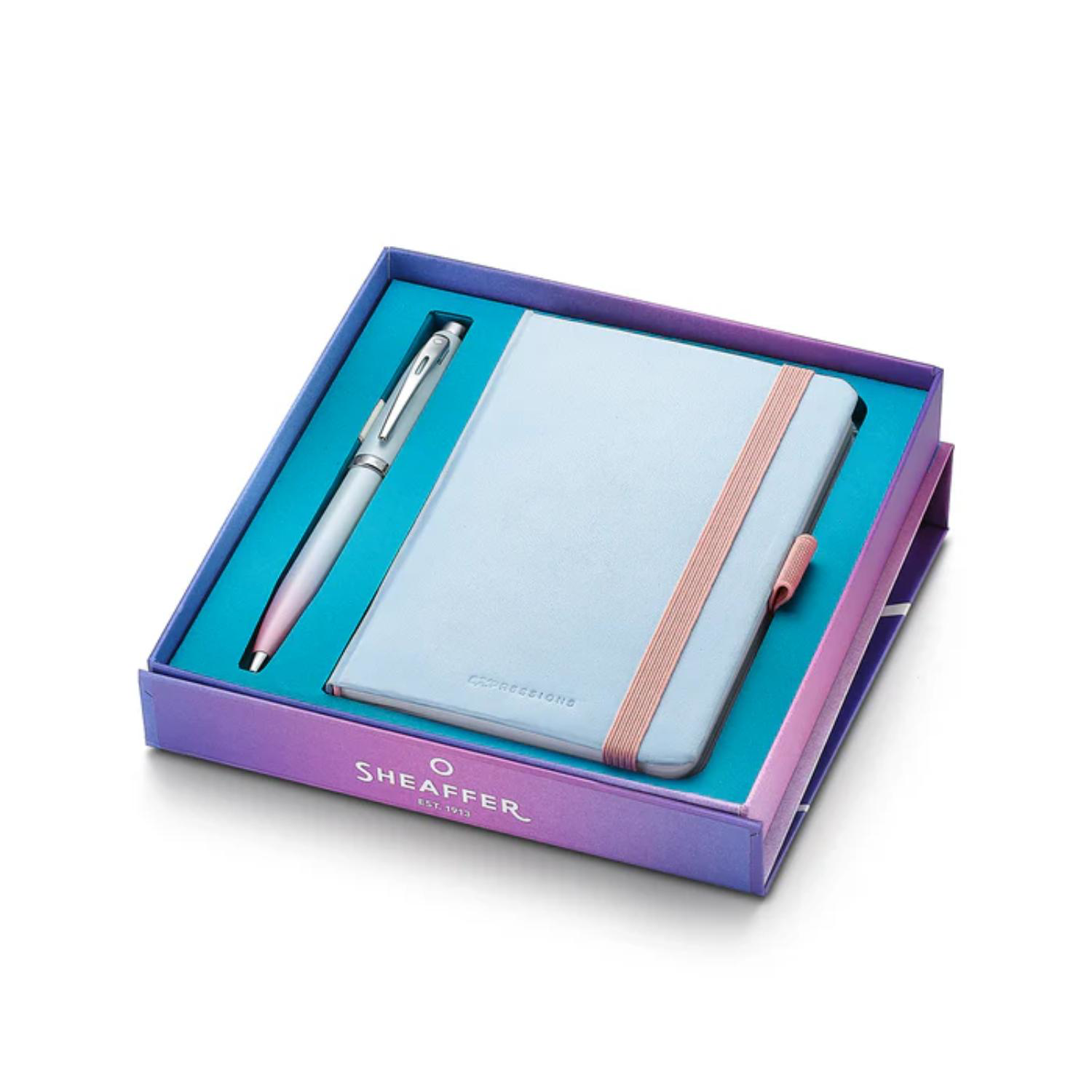 SHEAFFER® Executive Gift Set 100 9376 Blue and Pink Pearlised Gradient Ballpoint Pen with Small Notebook 15