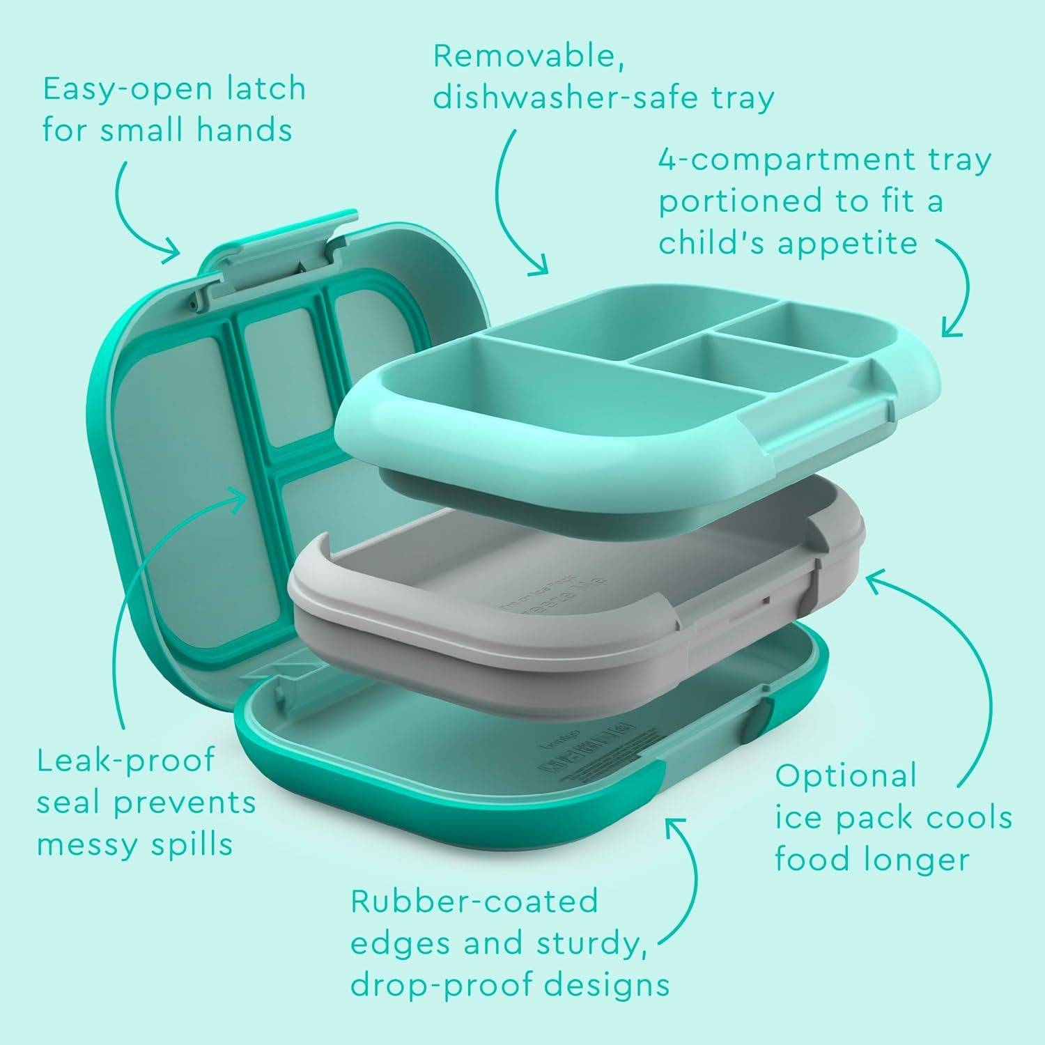 Leakproof Lunch Box w/ Ice Pack Compartments 7