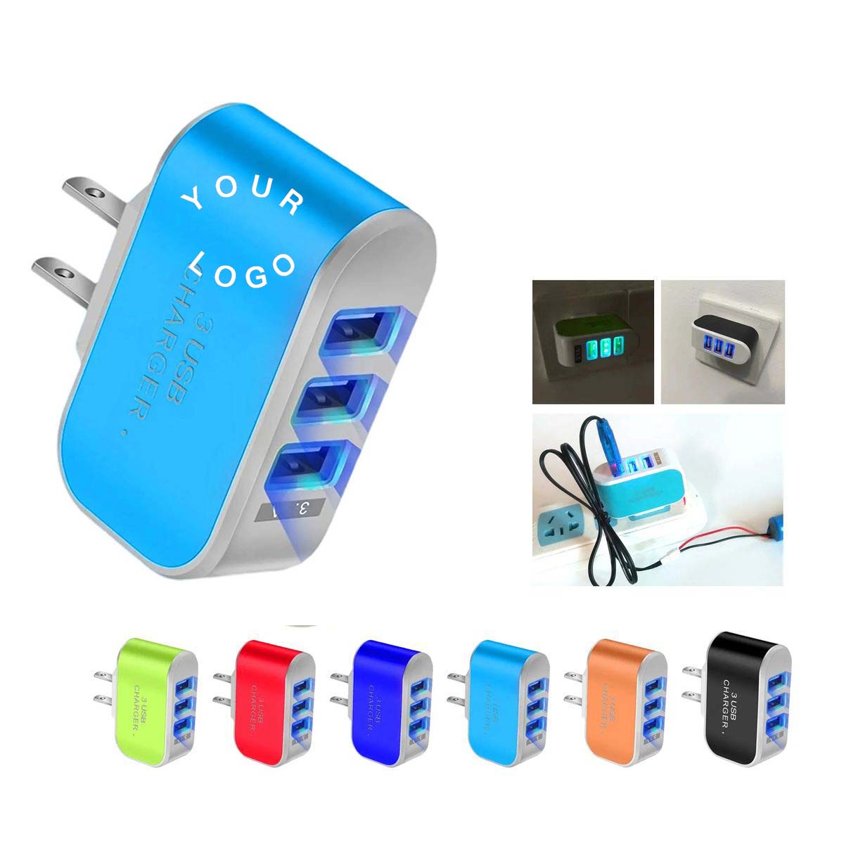 Compact Multi USB Charger with Glowing LED Light 1