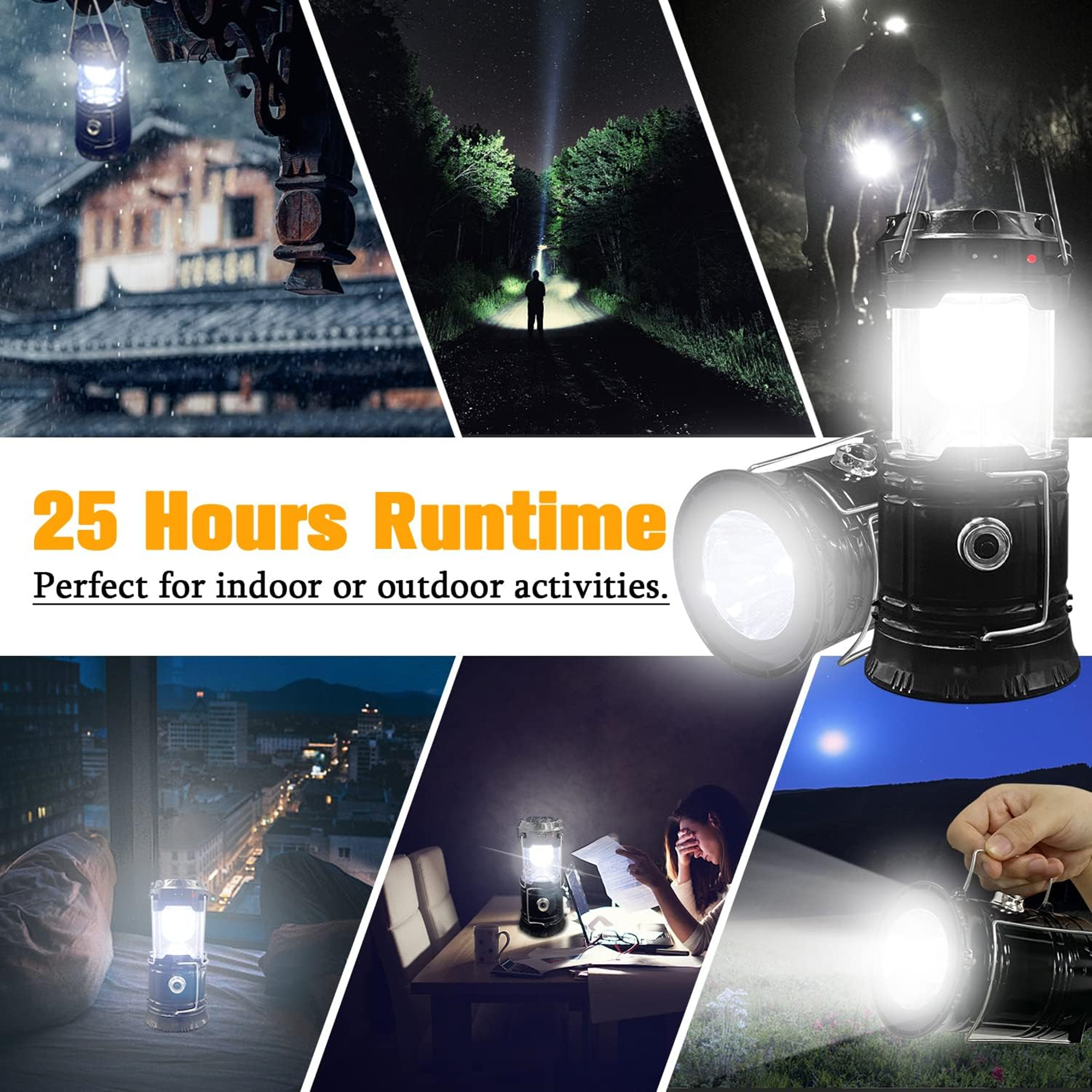 USB Rechargeable LED Collapsible Solar Camping Lantern 4