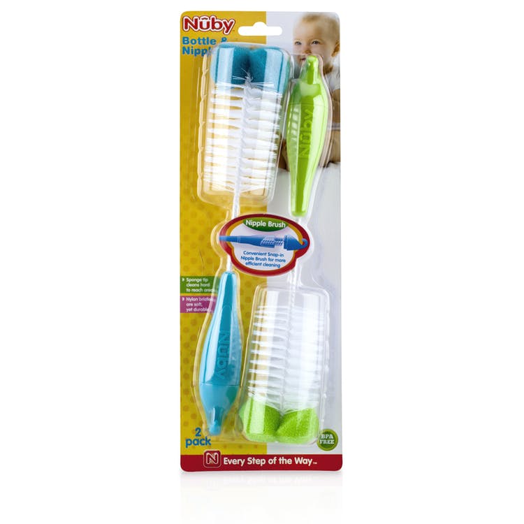 Nuby Bottle and Nipple Brushes - 2 Pack Sponge Tip 2