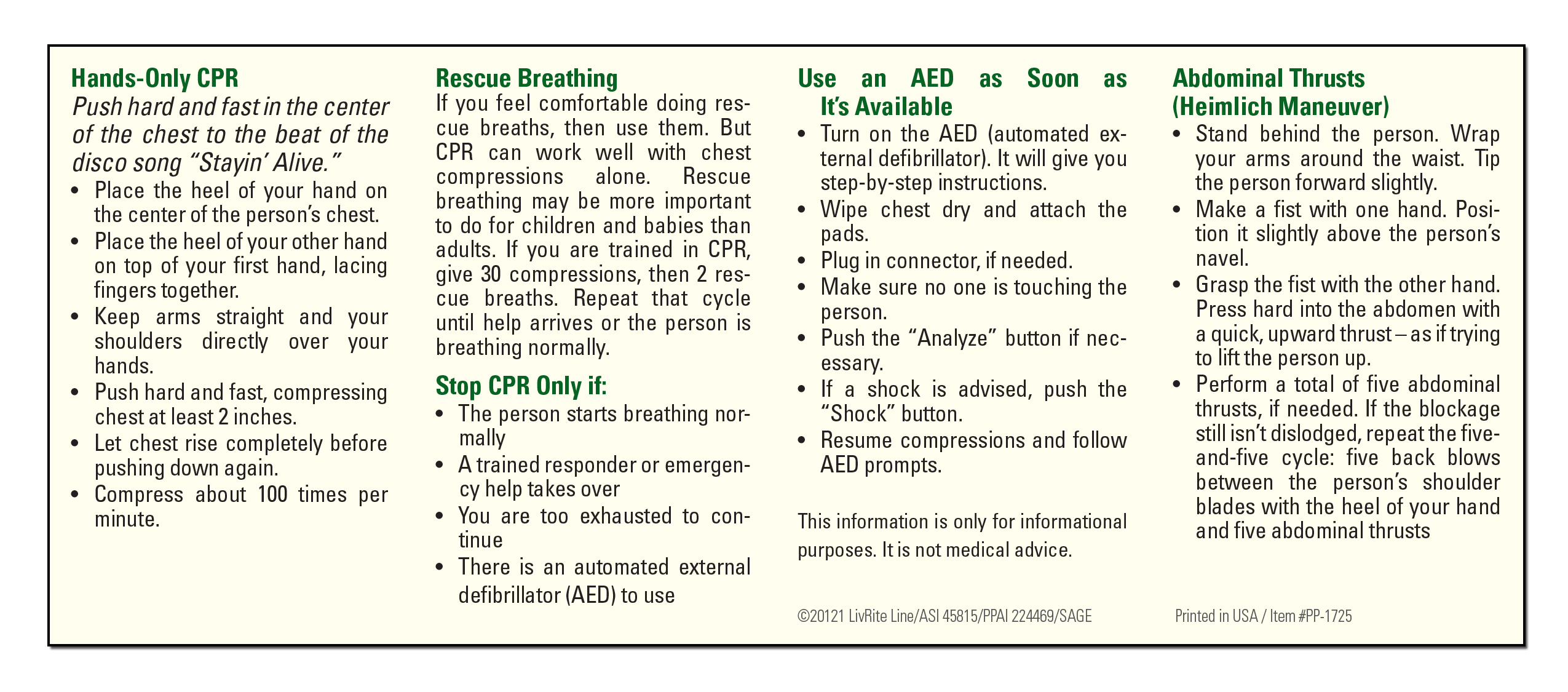 POCKET PAMPHLET - CPR Basics Pocket Pamphlet 2