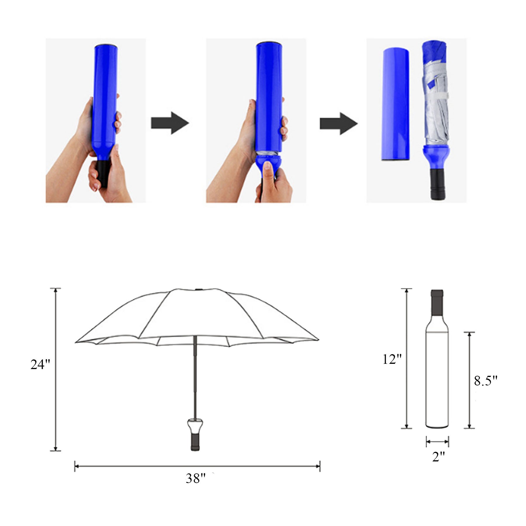 Creative Ultraviolet-proof Wine Bottle Shape Rainy Umbrella 2