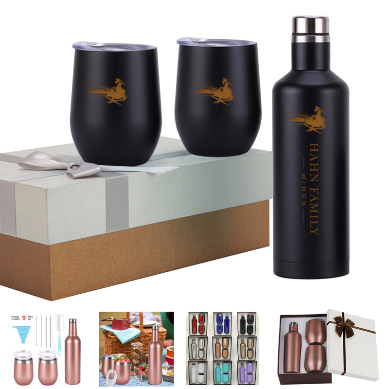 Luxury Wine Tumbler Gift Set - Bottle and Two Cups 4