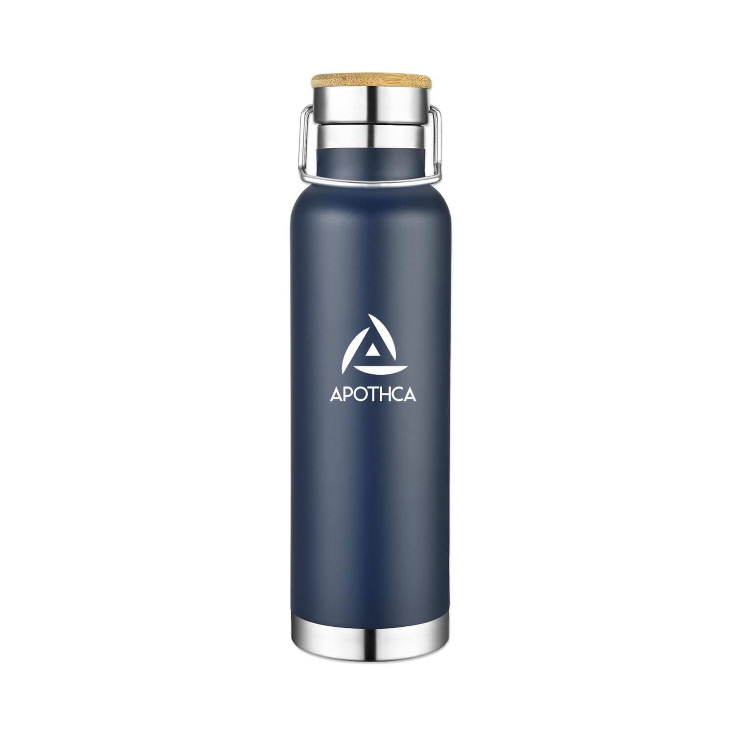 22 Oz. Double Wall Vacuum Bottle with Bamboo Lid, custom water bottle with logo imprint 10