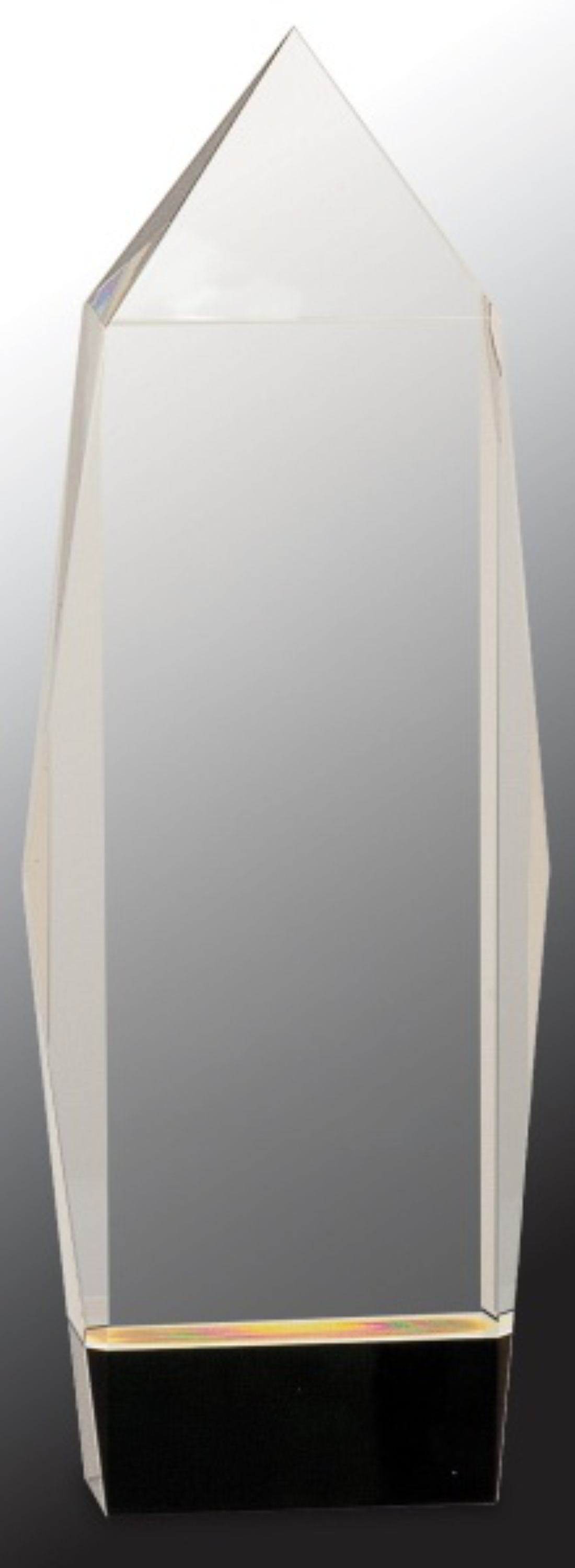 10" Clear Crystal Facet Rectangle Award on Black Base 2