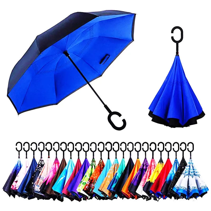 Double Layer Inside Out Folding Inverted Umbrella 1