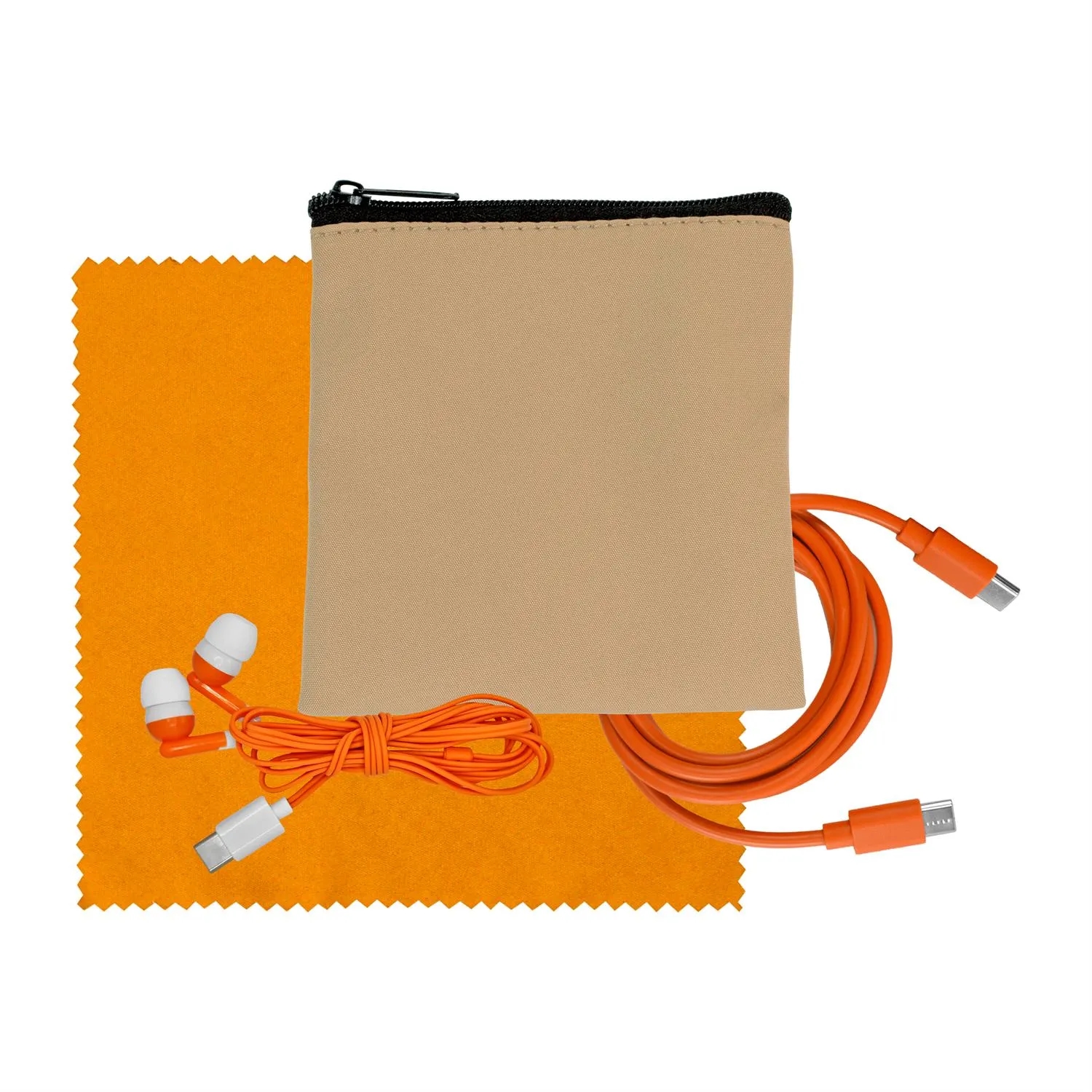 Tan Executive C to C Cable, Cloth & Ear Bud Set 26