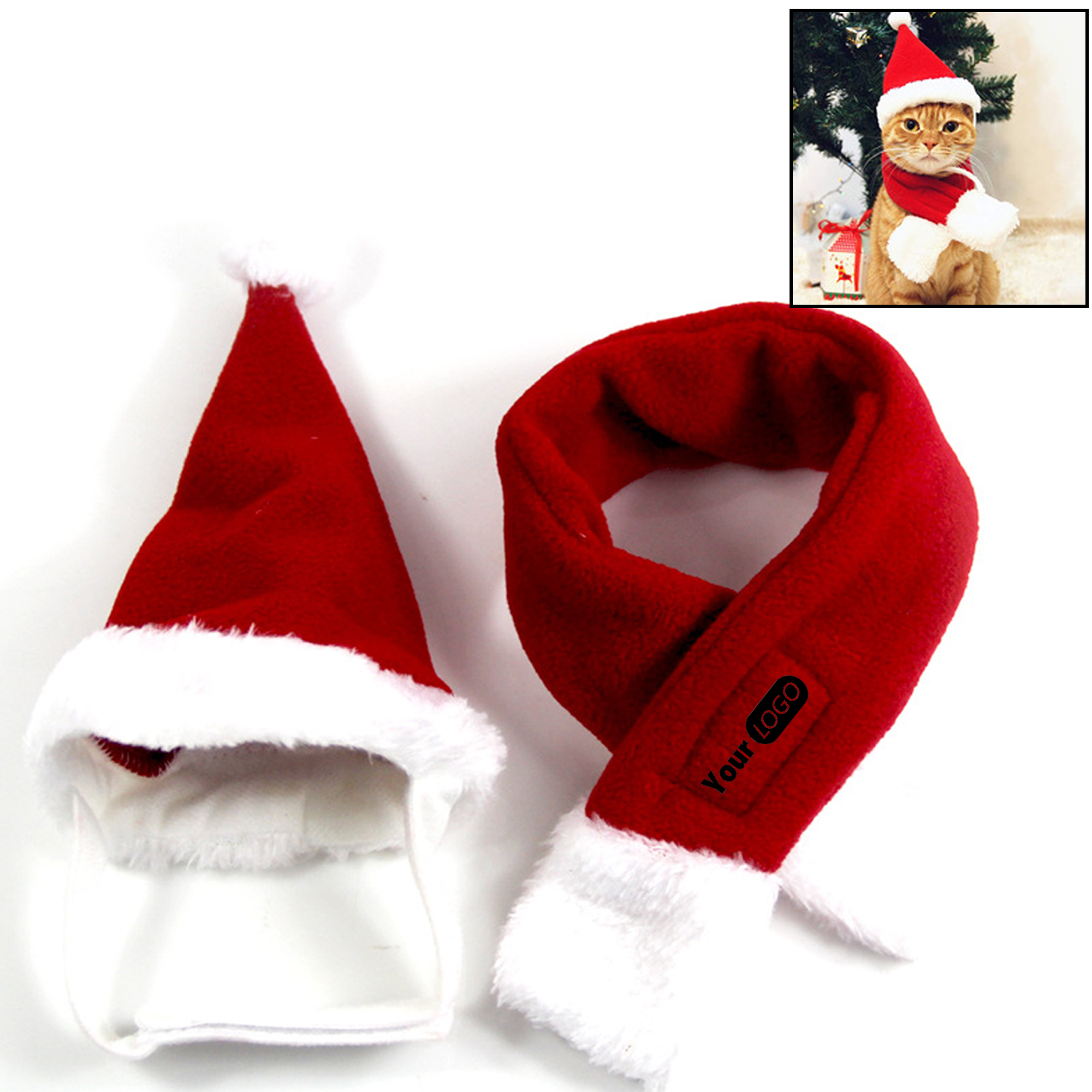 Christmas Hat and Scarf Outfit for Pets 2