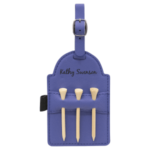5" X 3 1/4" Laserable Leatherette Golf Bag Tag With 3 Wooden Tees 6