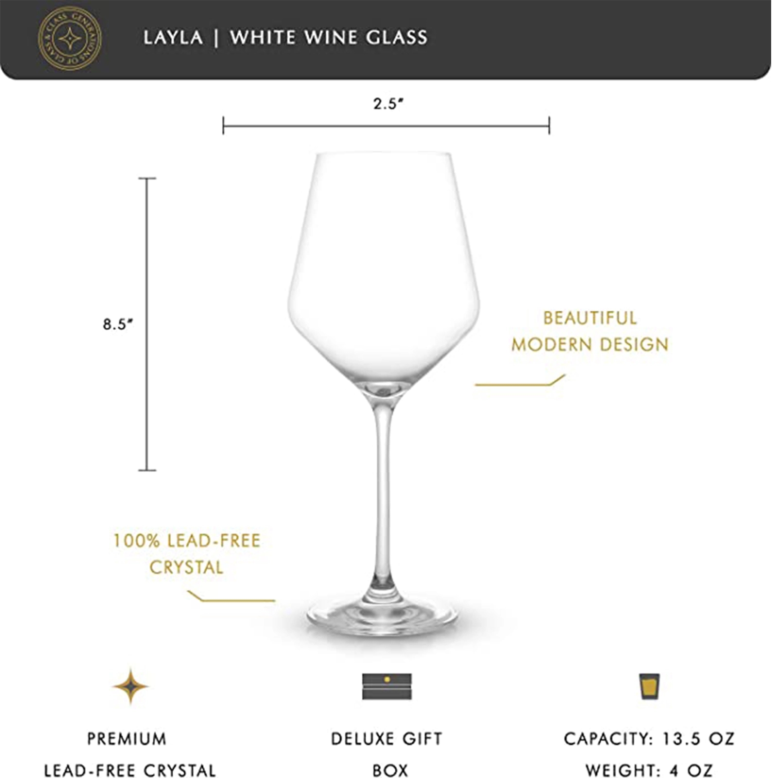 White Wine Glasses 13.5Oz 5