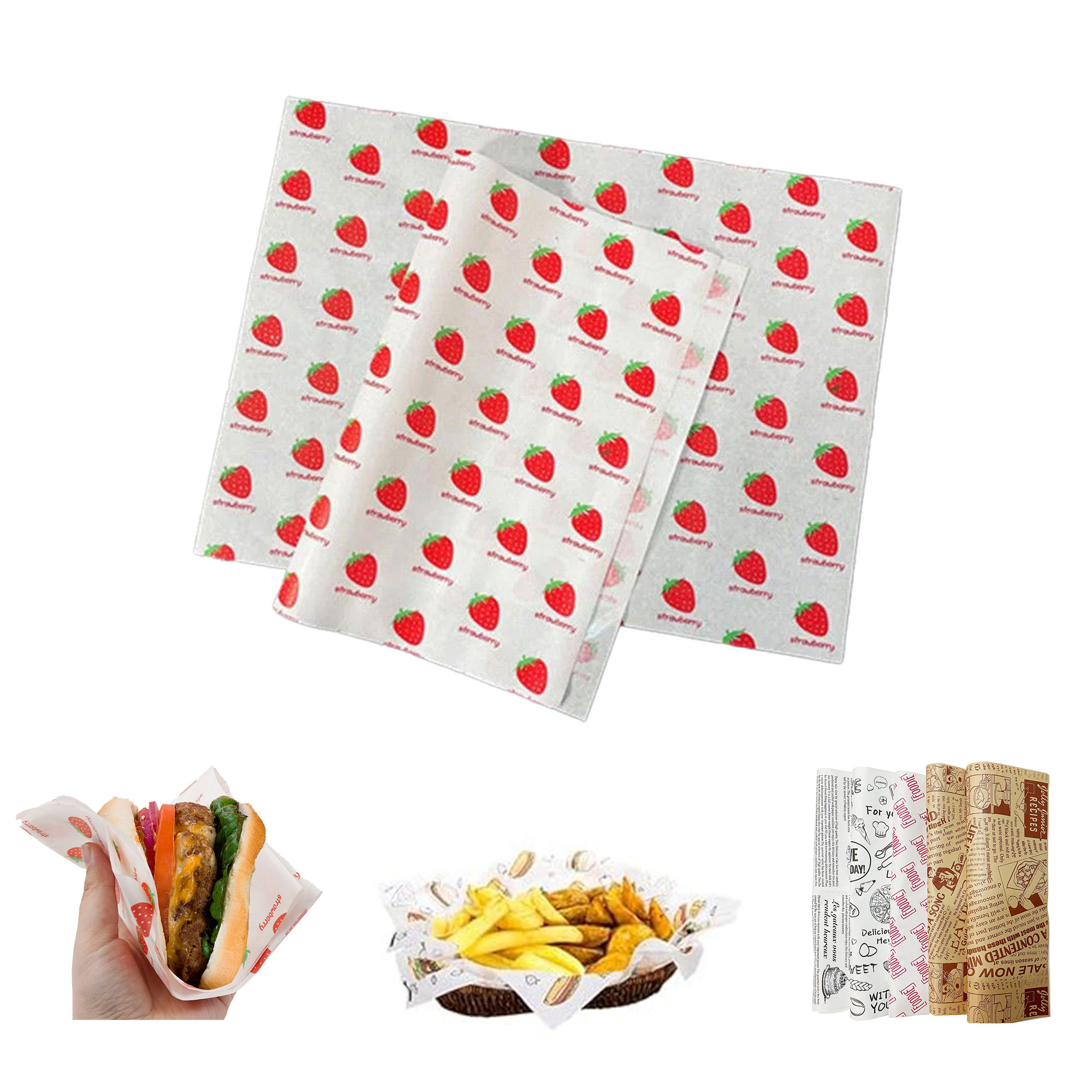 15" x 11" Oil Resistant Hamburger Food Wrapping Paper 2