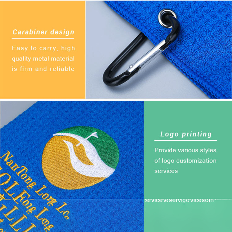 Microfiber Fabric Waffle Pattern Golf Towels w/Carabiner Clip 22