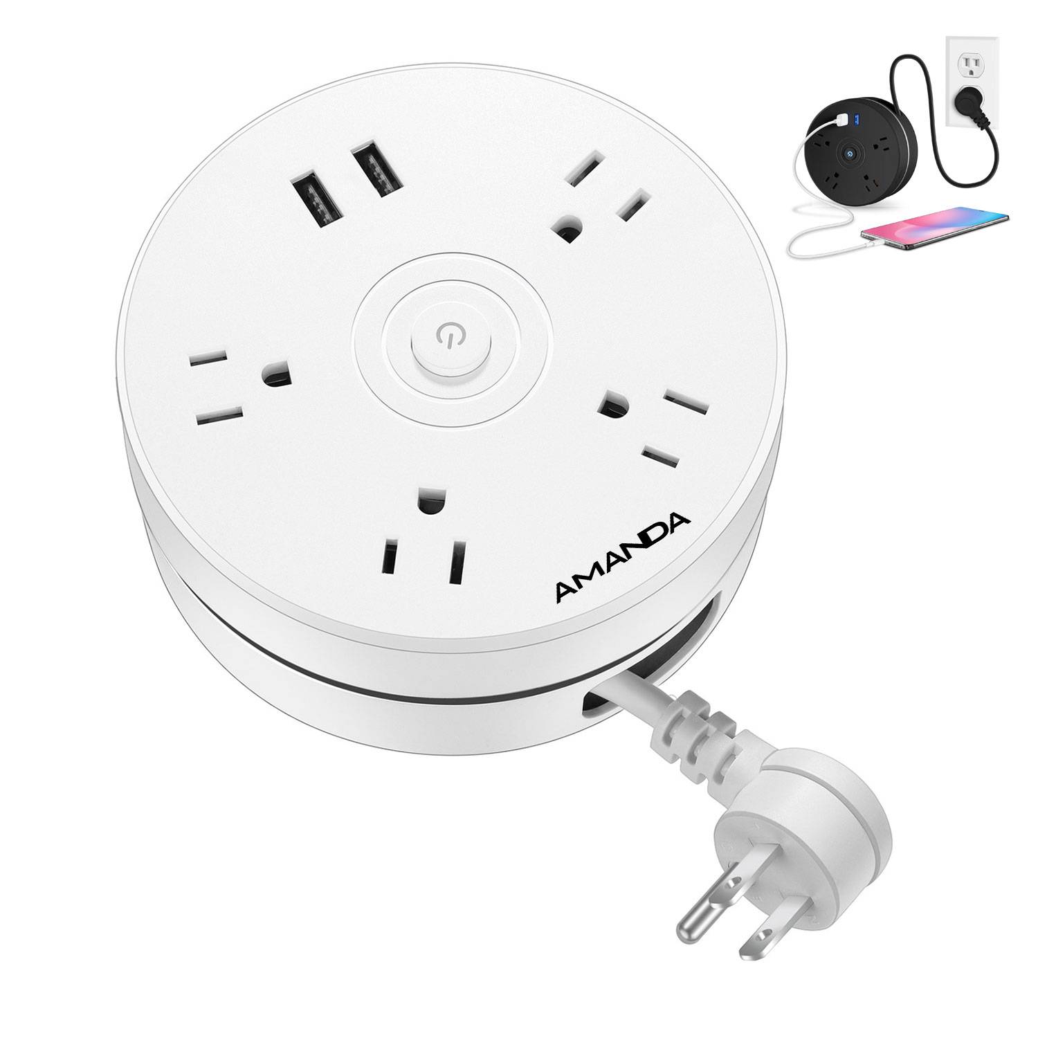 USB Port Electrical Outlet Extension USA Power Strip 6
