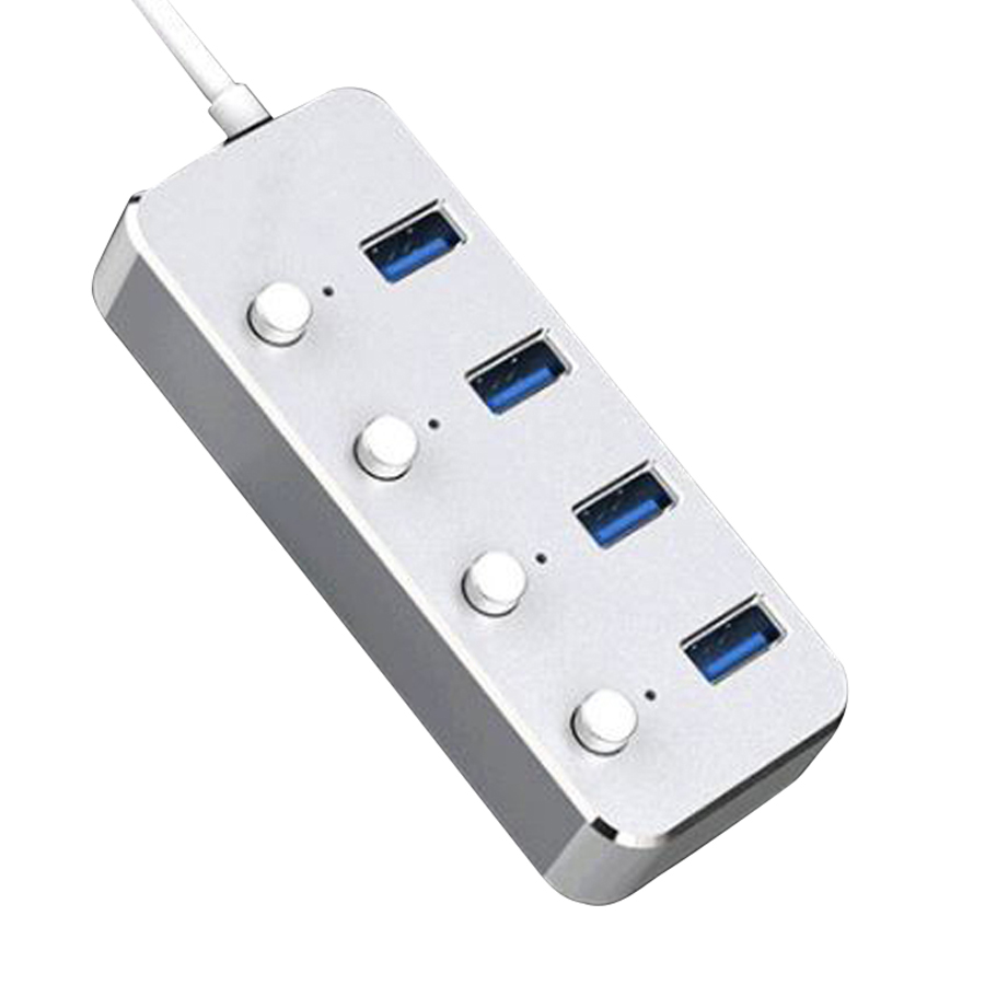 USB 3.0 Hub Aluminum 4 Ports Individual Power Control, Support both Data Transfer and Charging 3