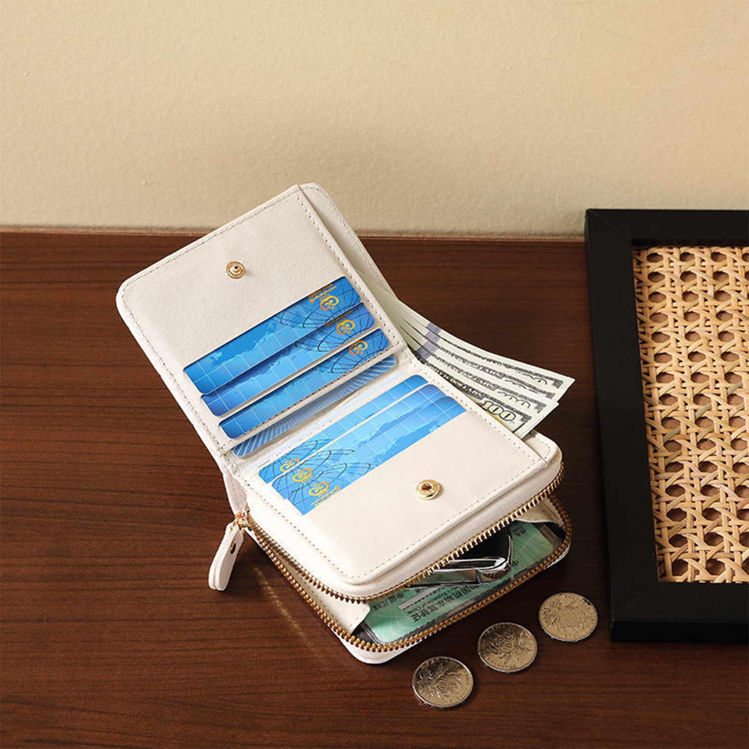 Mini Multi-Slot Wallet W/ Zipper Closure 5