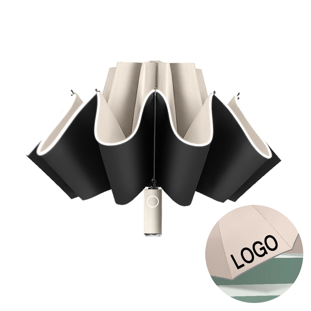 Travel Automatic Reverse Umbrella with Light Reflection 7