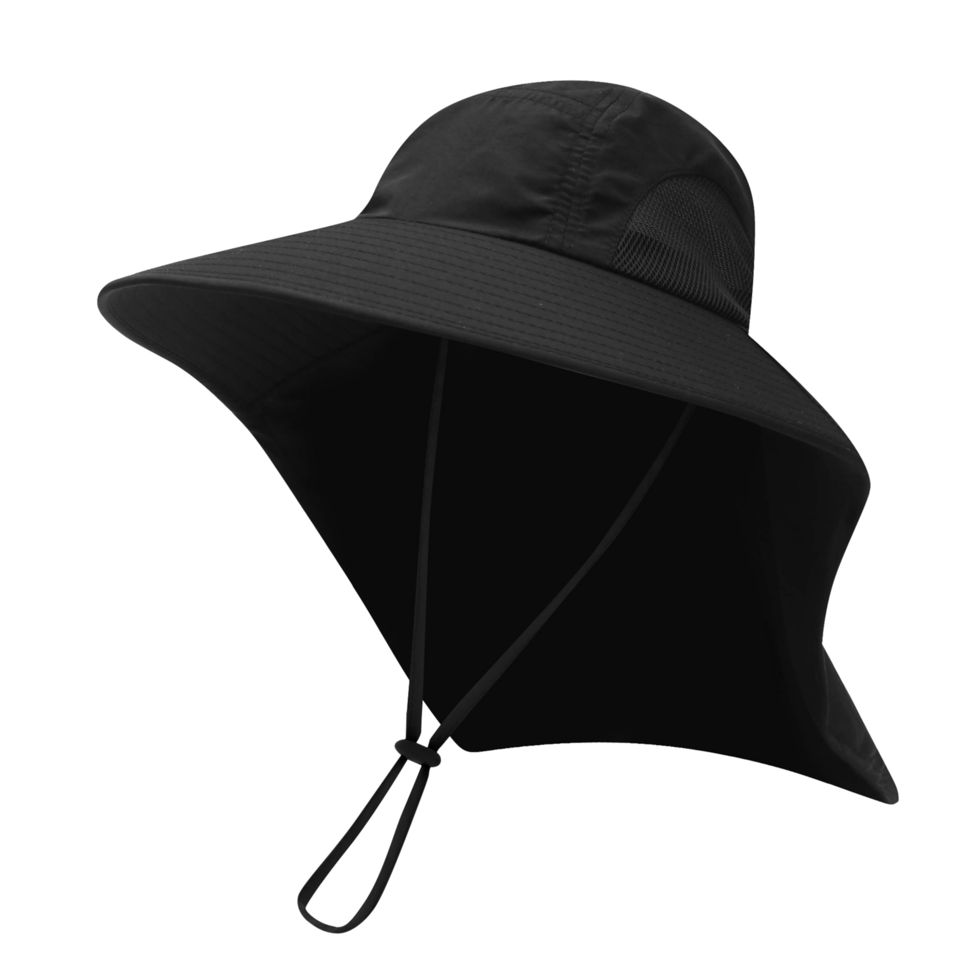 Unisex Sun Protection Bucket Hat w/Neck Flap and Drawstring 5