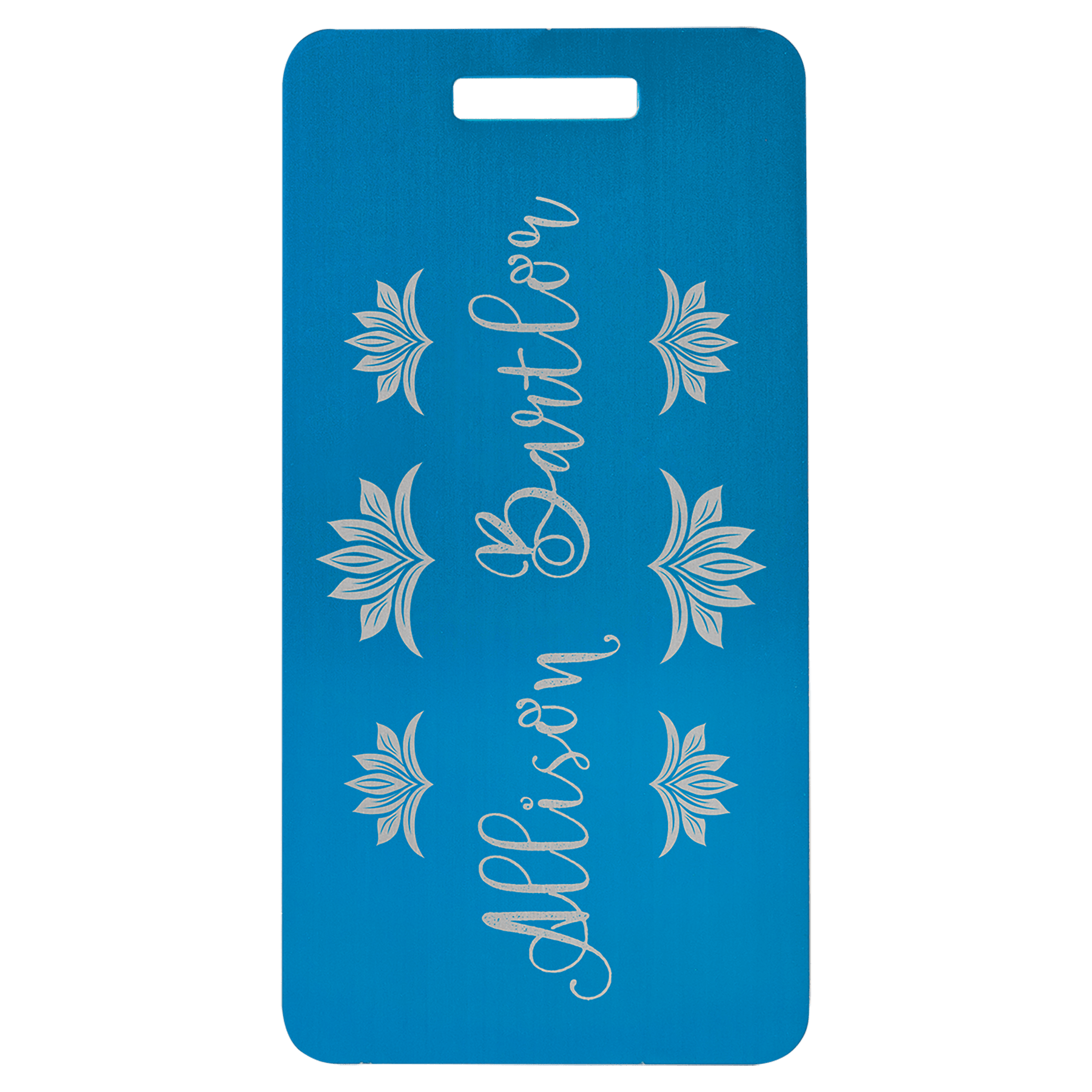 3 7/8" x 2" Blue Anodized Aluminum Luggage Tag 2