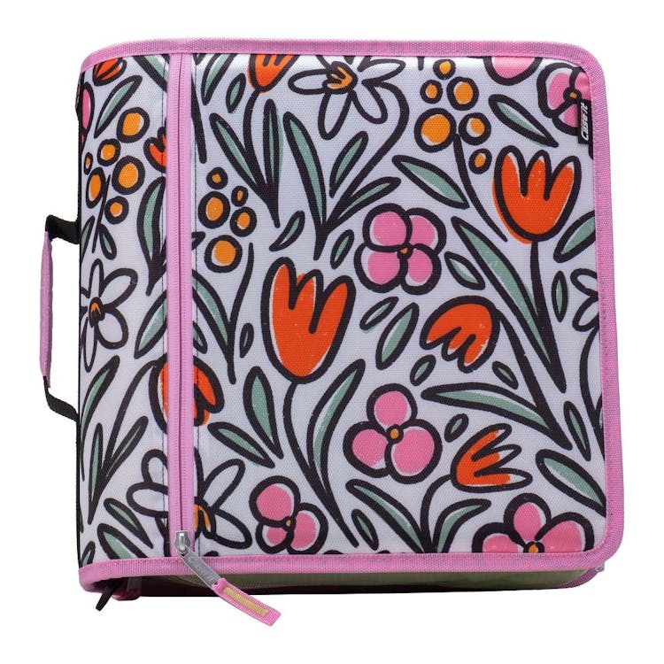 Case-It Mighty Zip Tab Binder - Fun Flowers 3" 2