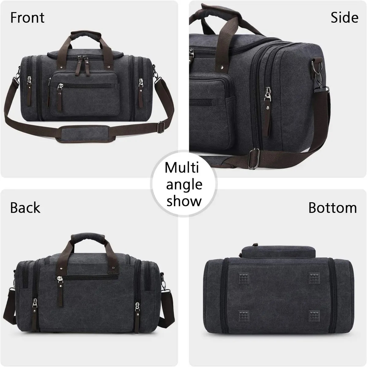 Canvas Travel Duffle Bag With Shoulder Strap 4